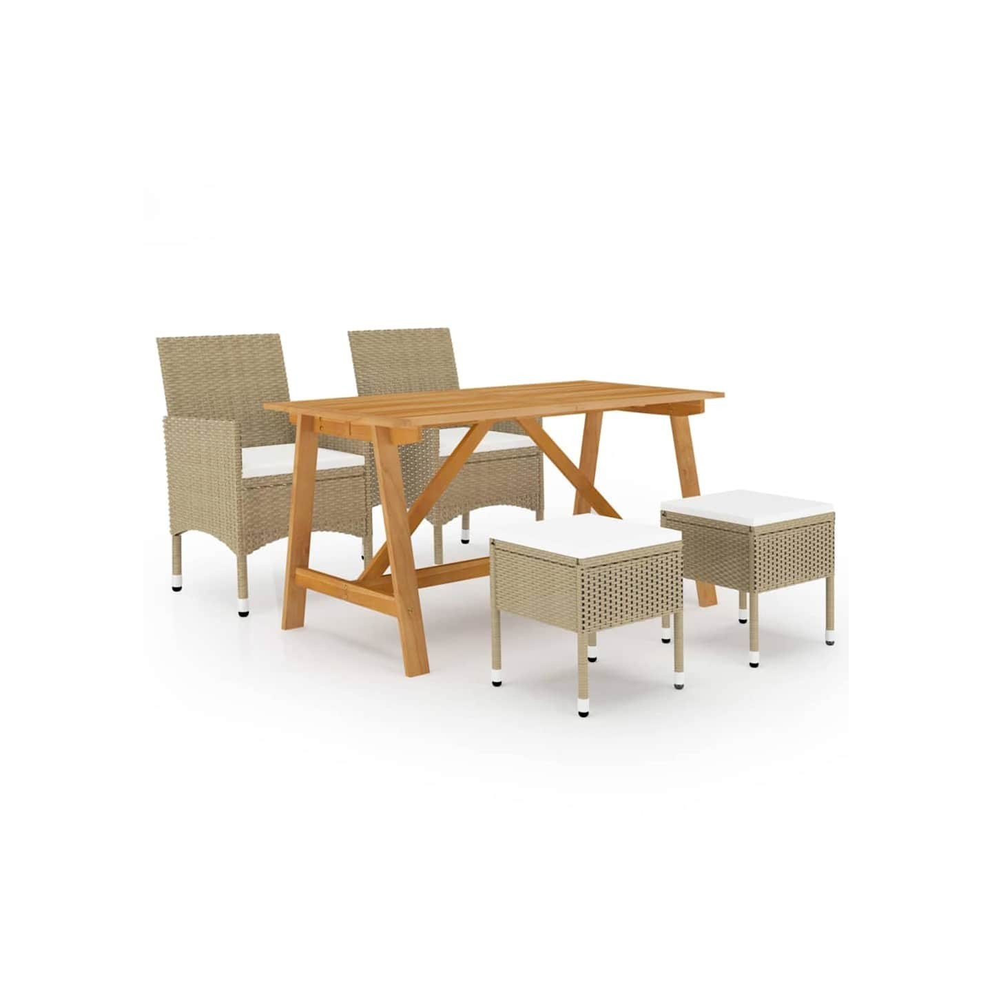 Ensemble à manger de jardin 5 pcs Beige