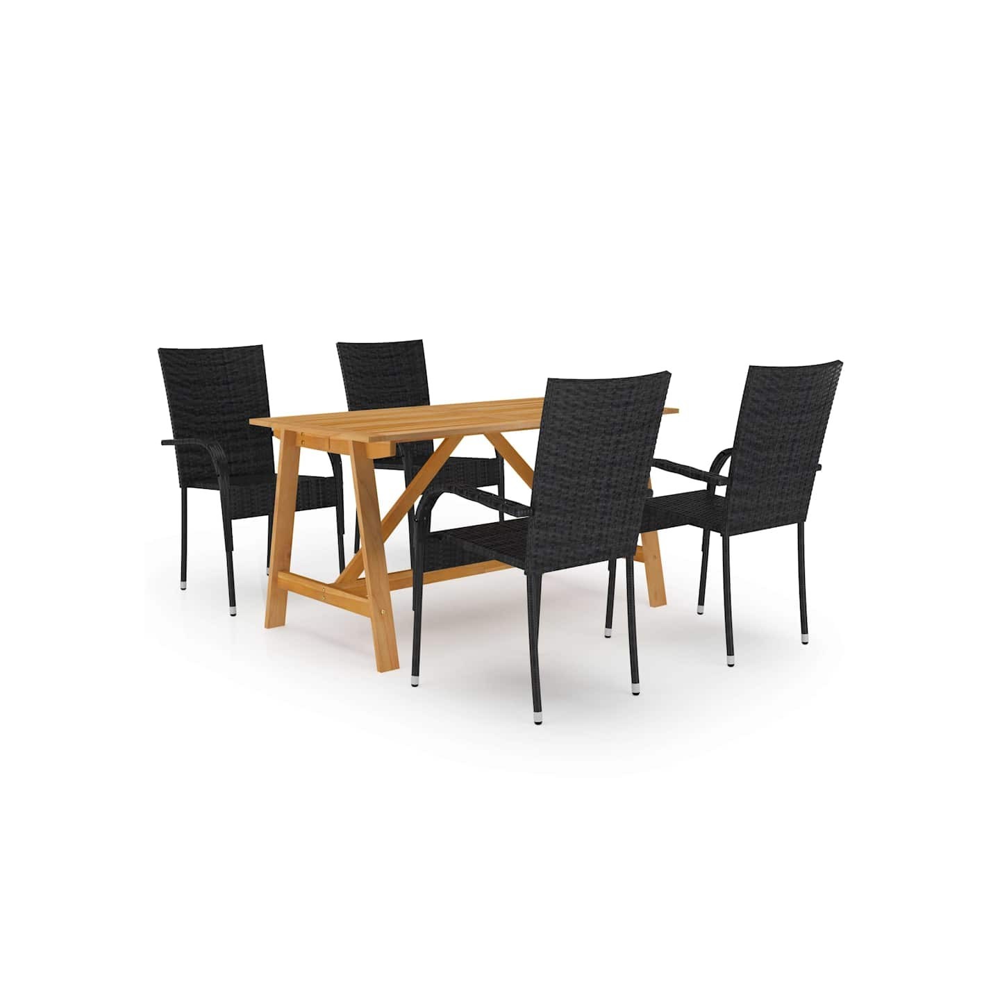 Ensemble à manger de jardin 5 pcs Noir