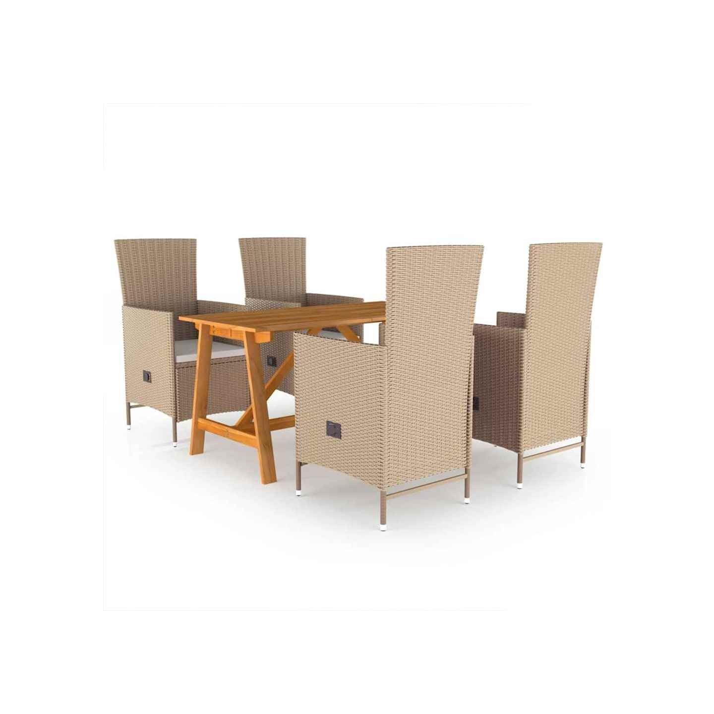 Ensemble à manger de jardin 5 pcs Beige