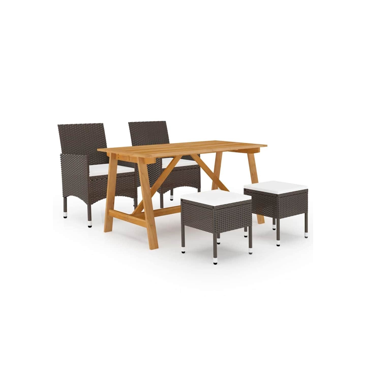 Ensemble à manger de jardin 5 pcs Marron