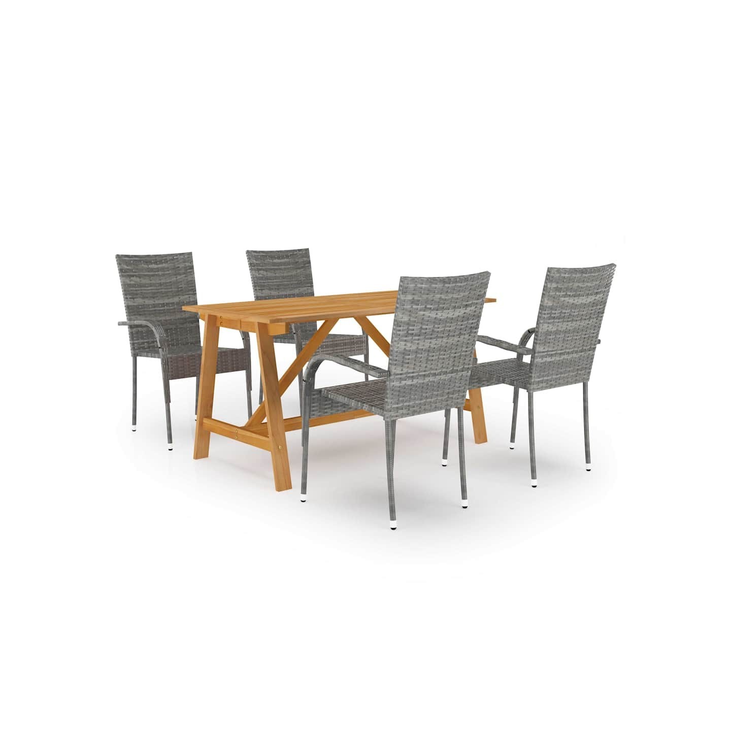Ensemble à manger de jardin 5 pcs Gris
