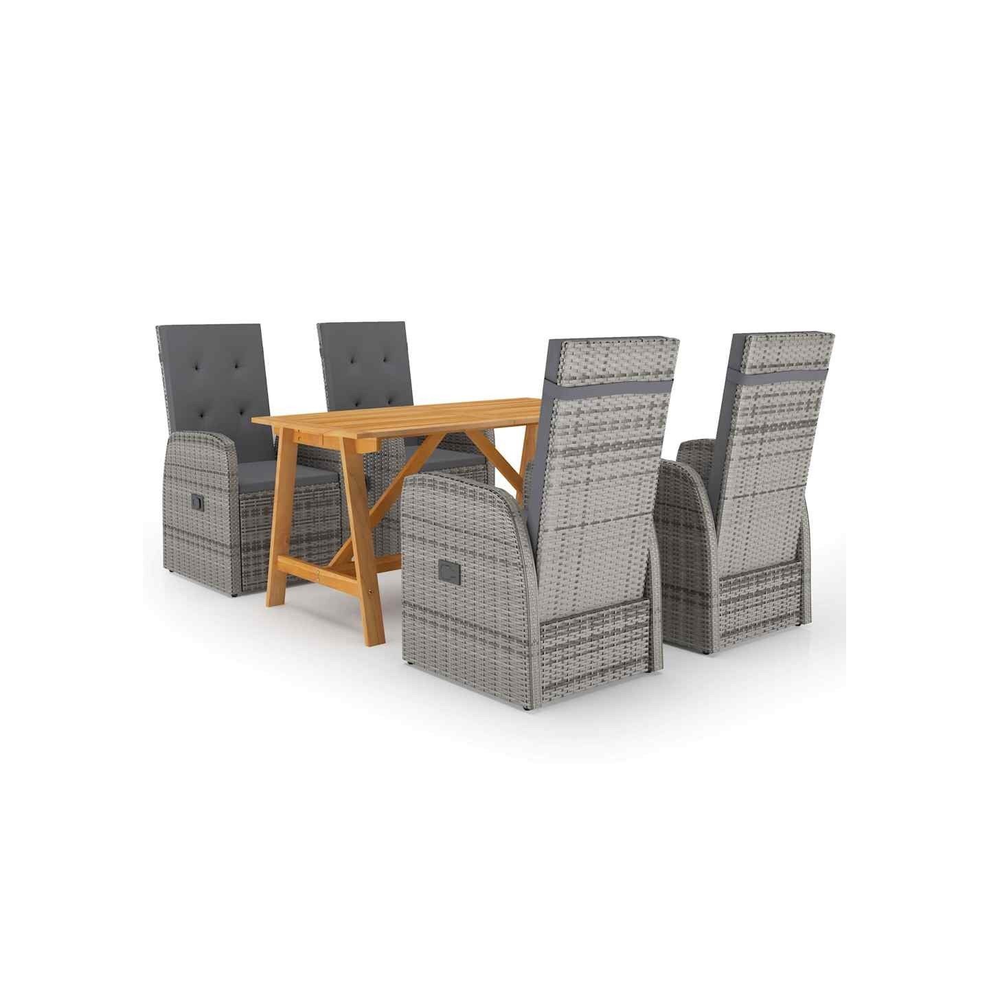Ensemble à manger de jardin 5 pcs Gris