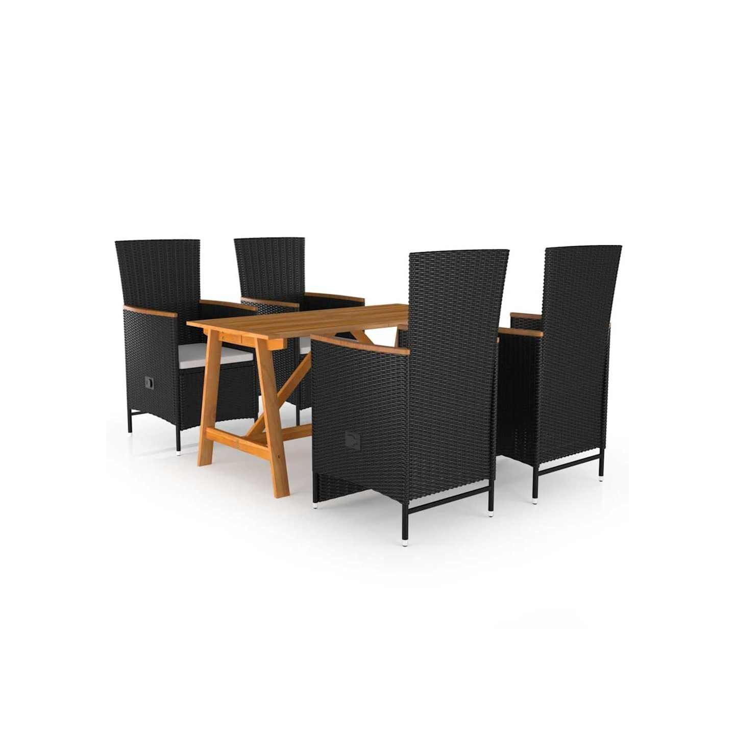 Ensemble à manger de jardin 5 pcs Noir