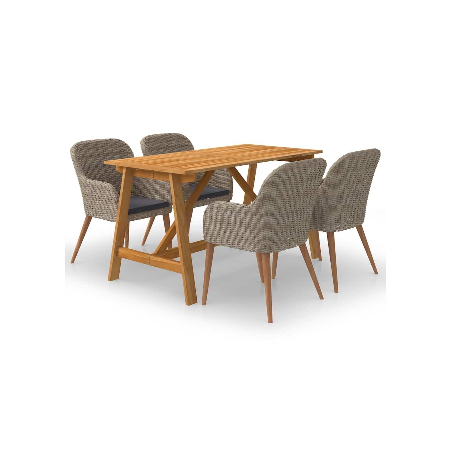 Ensemble à manger de jardin 5 pcs Marron