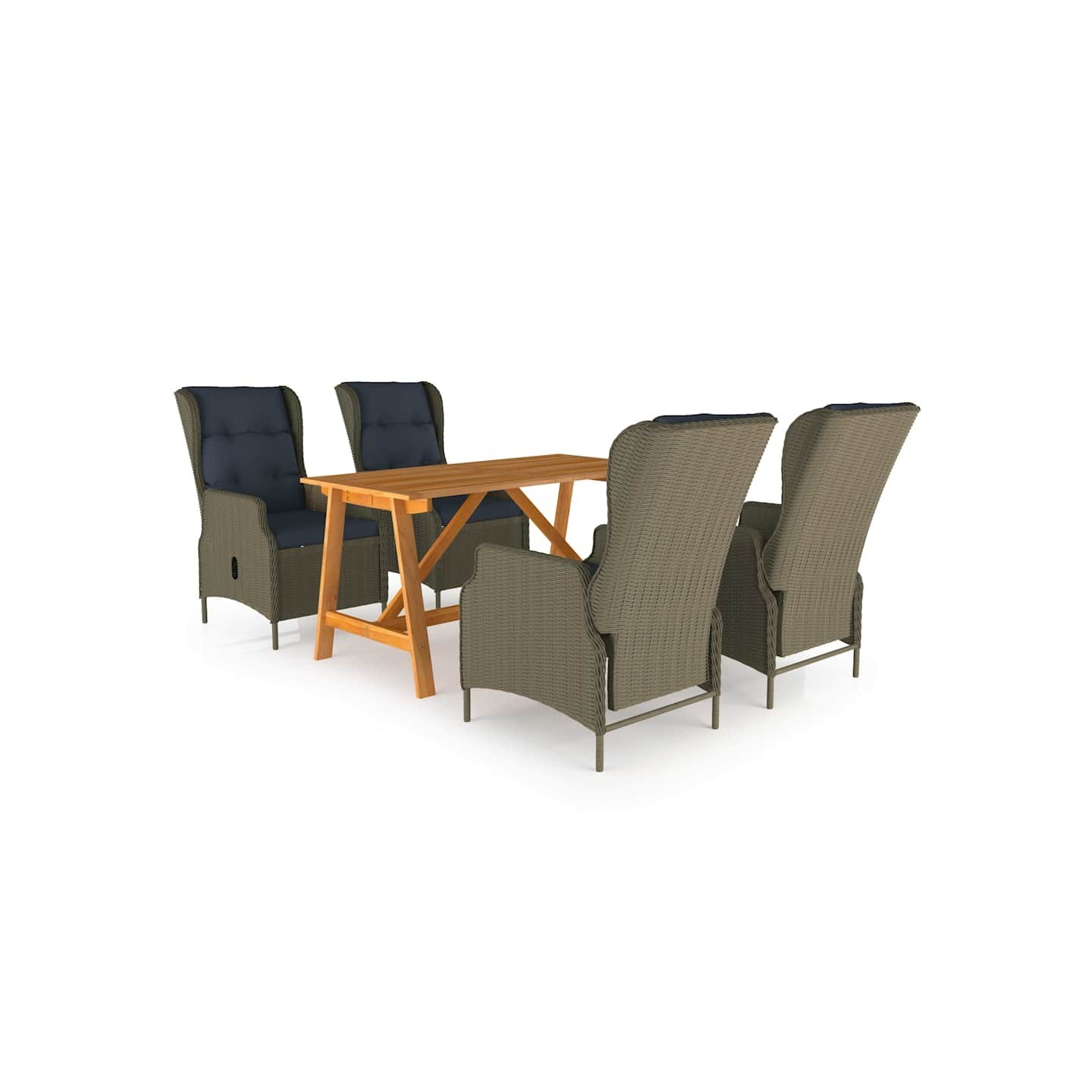 Ensemble à manger de jardin 5 pcs Marron