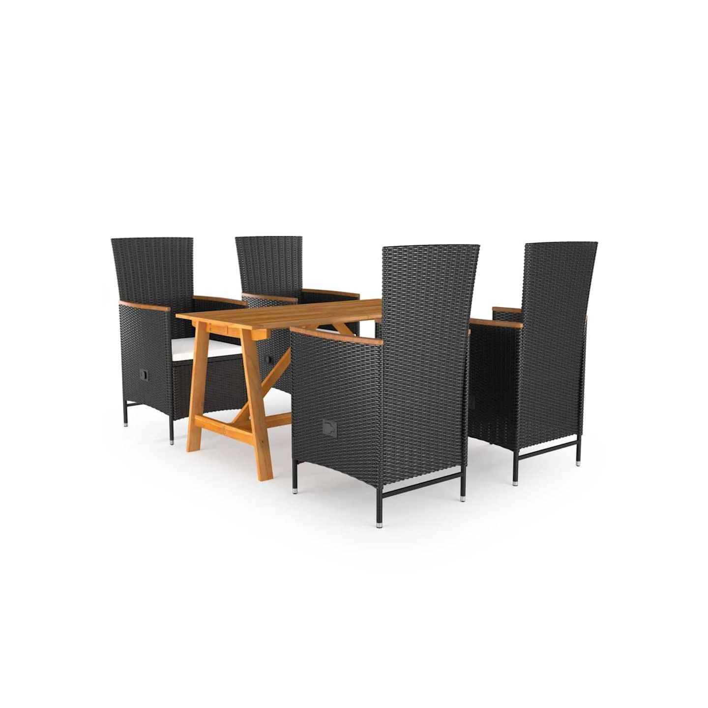 Ensemble à manger de jardin 5 pcs Noir