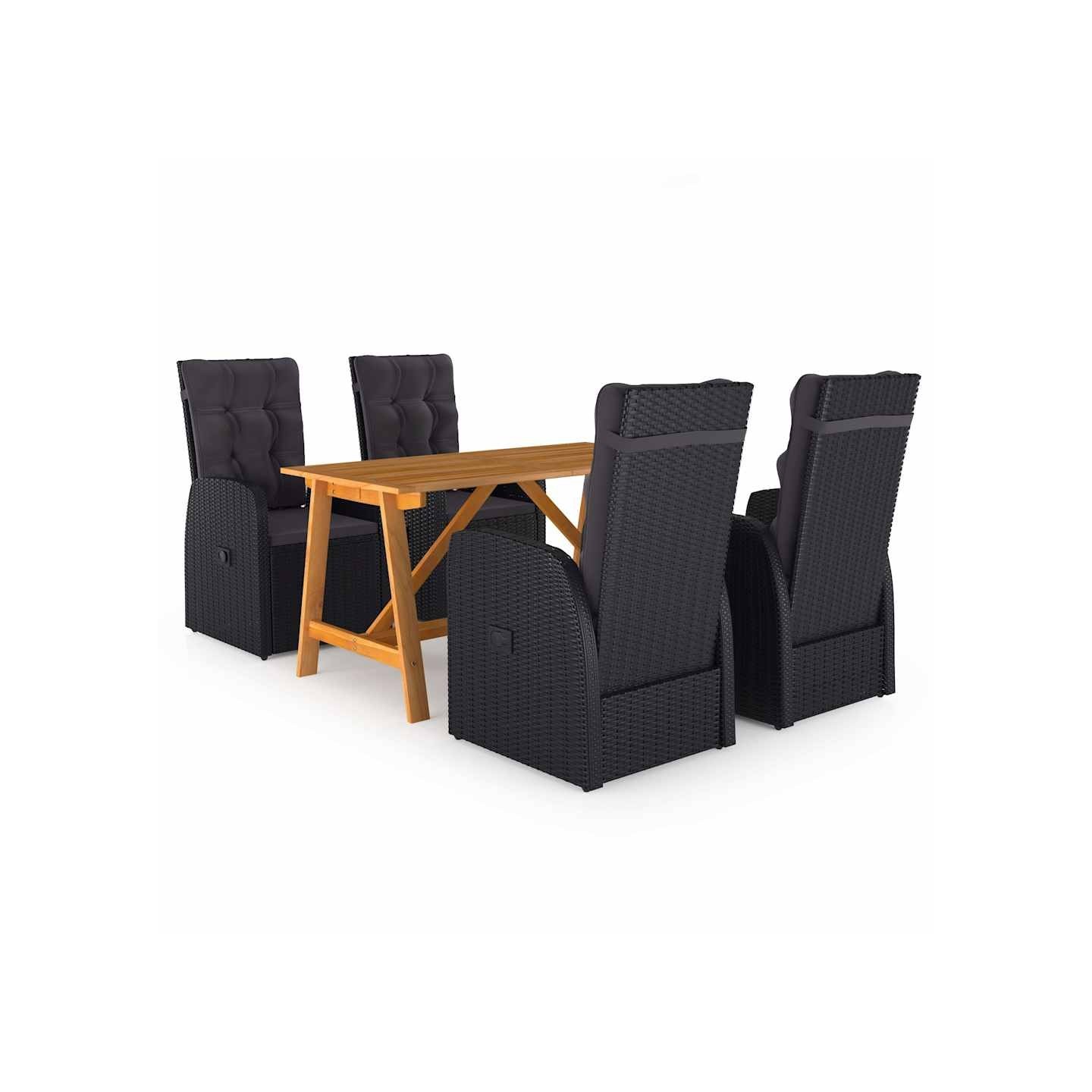 Ensemble à manger de jardin 5 pcs Noir
