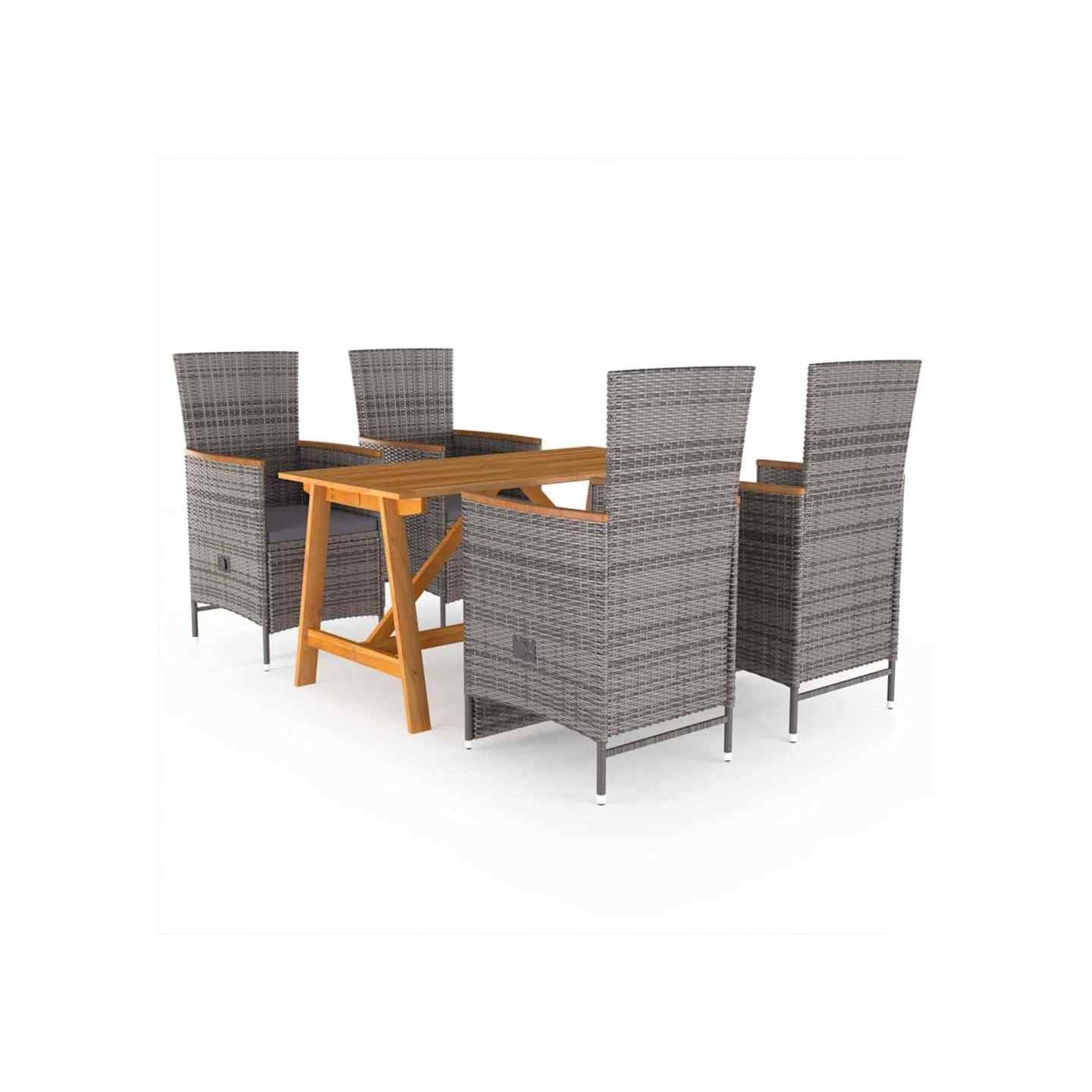 Ensemble à manger de jardin 5 pcs Gris