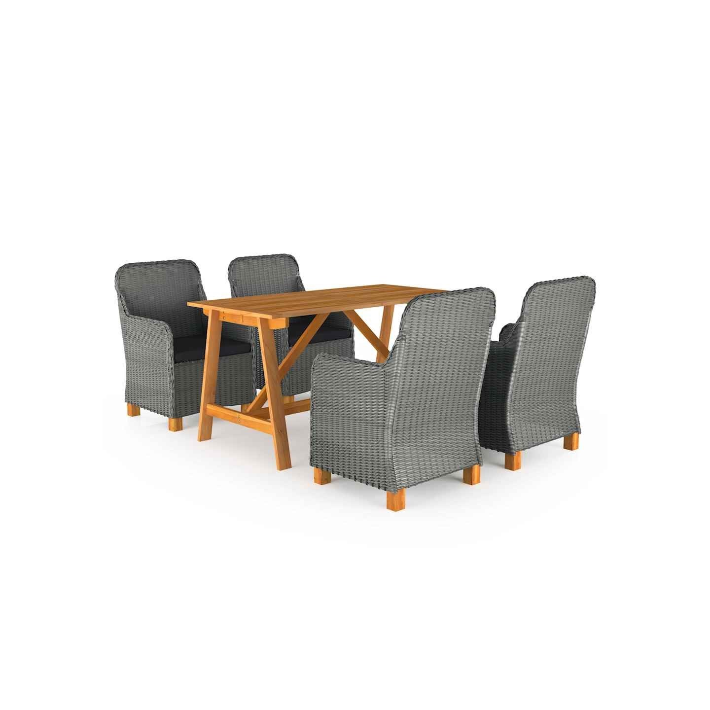 Ensemble à manger de jardin 5 pcs Gris clair