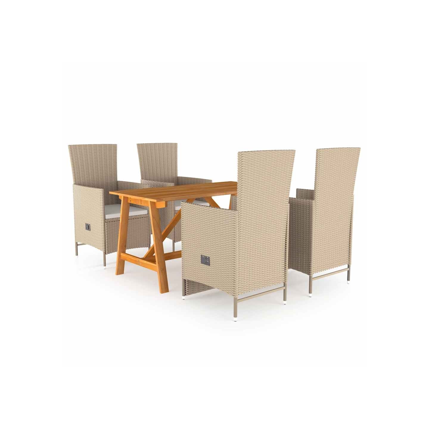 Ensemble à manger de jardin 5 pcs Beige