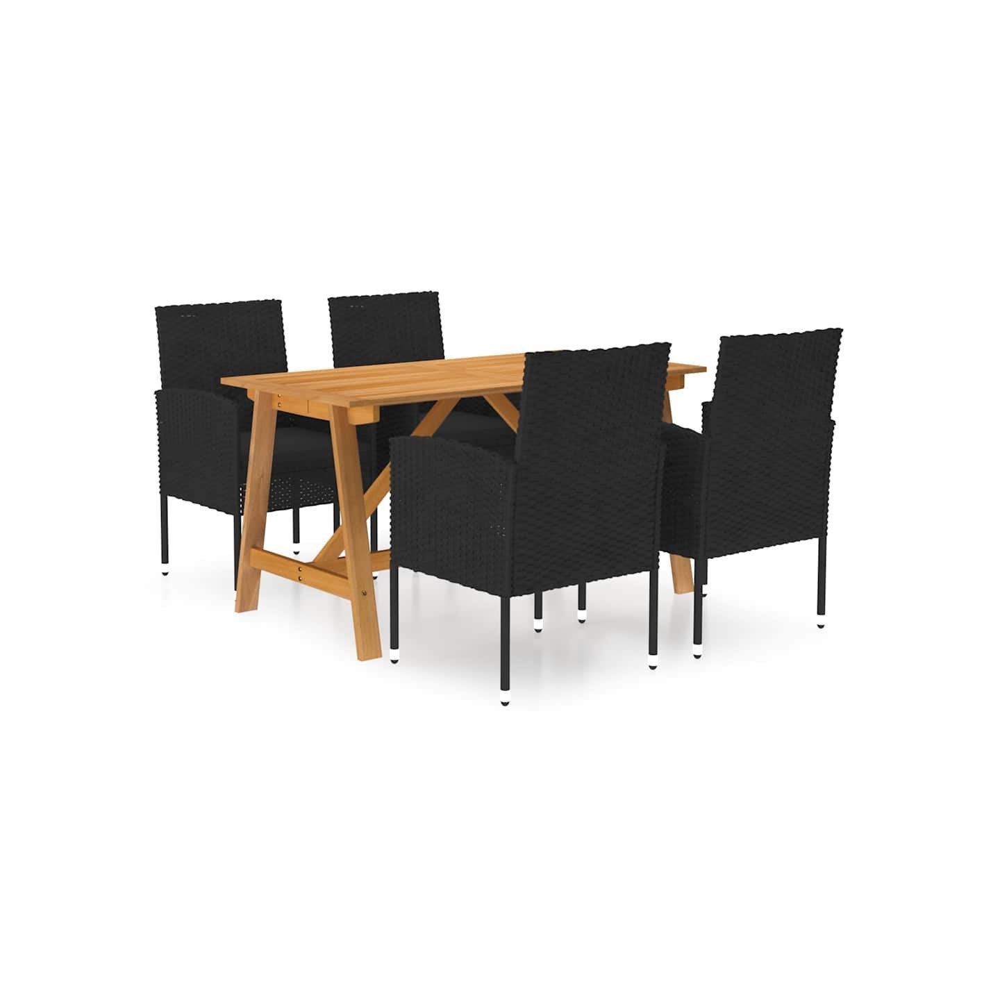 Ensemble à manger de jardin 5 pcs Noir