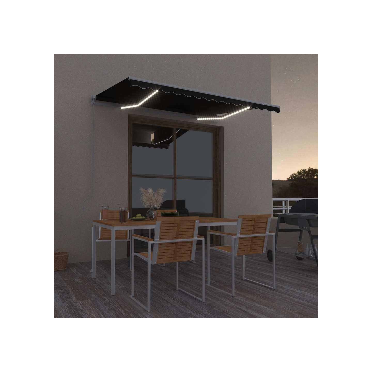 Auvent manuel rétractable avec LED 300x250 cm Anthracite