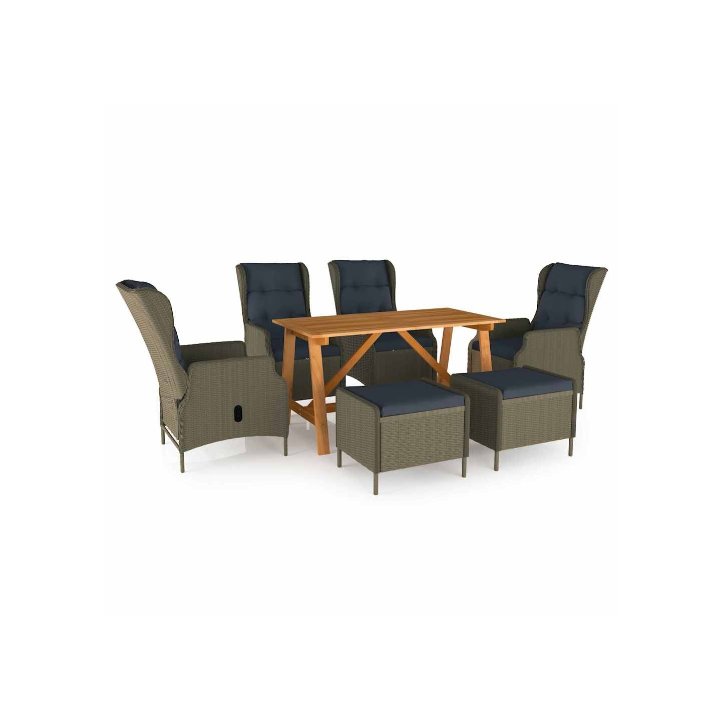 Ensemble à manger de jardin 7 pcs Marron