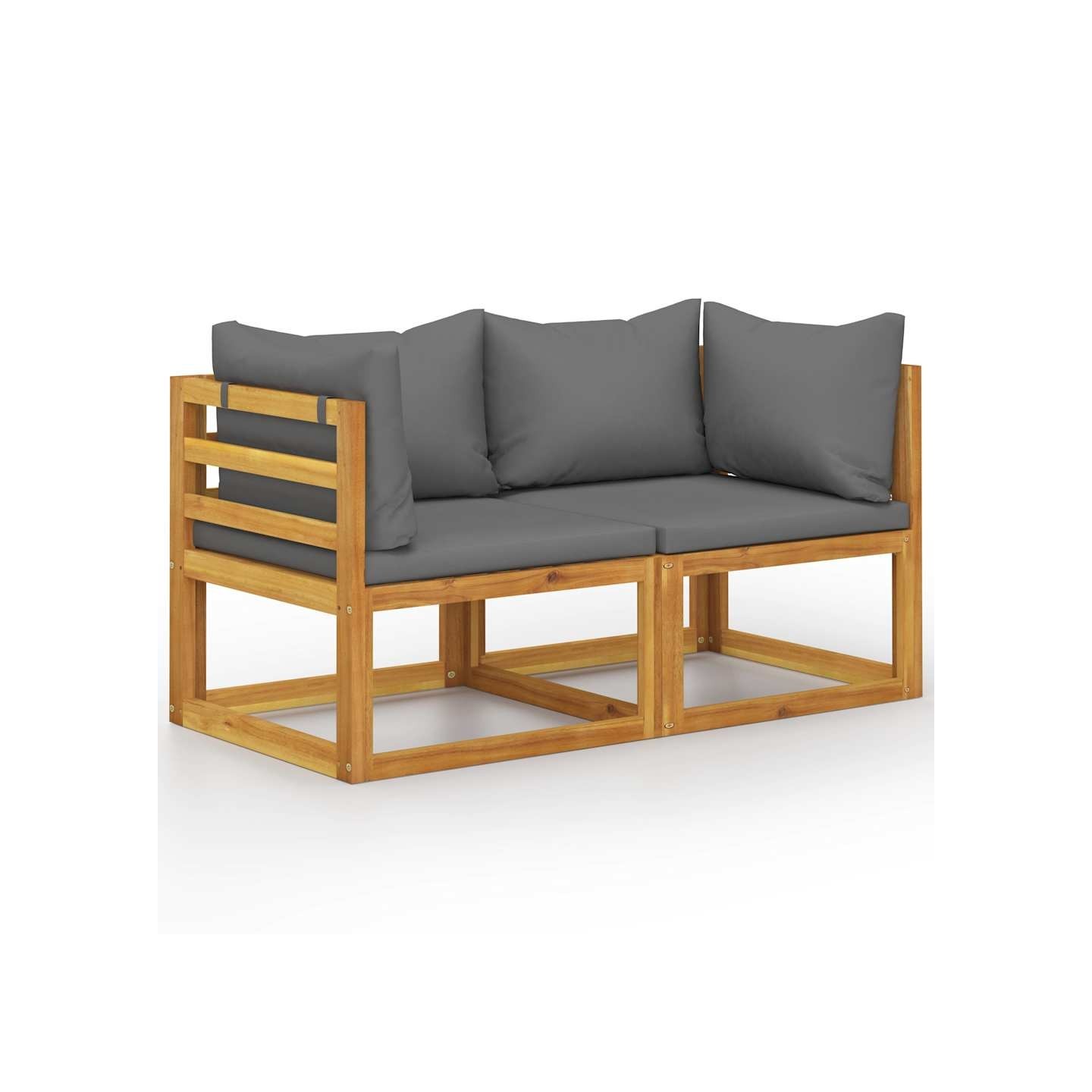 Banc de jardin à 2 places avec coussins gris foncé