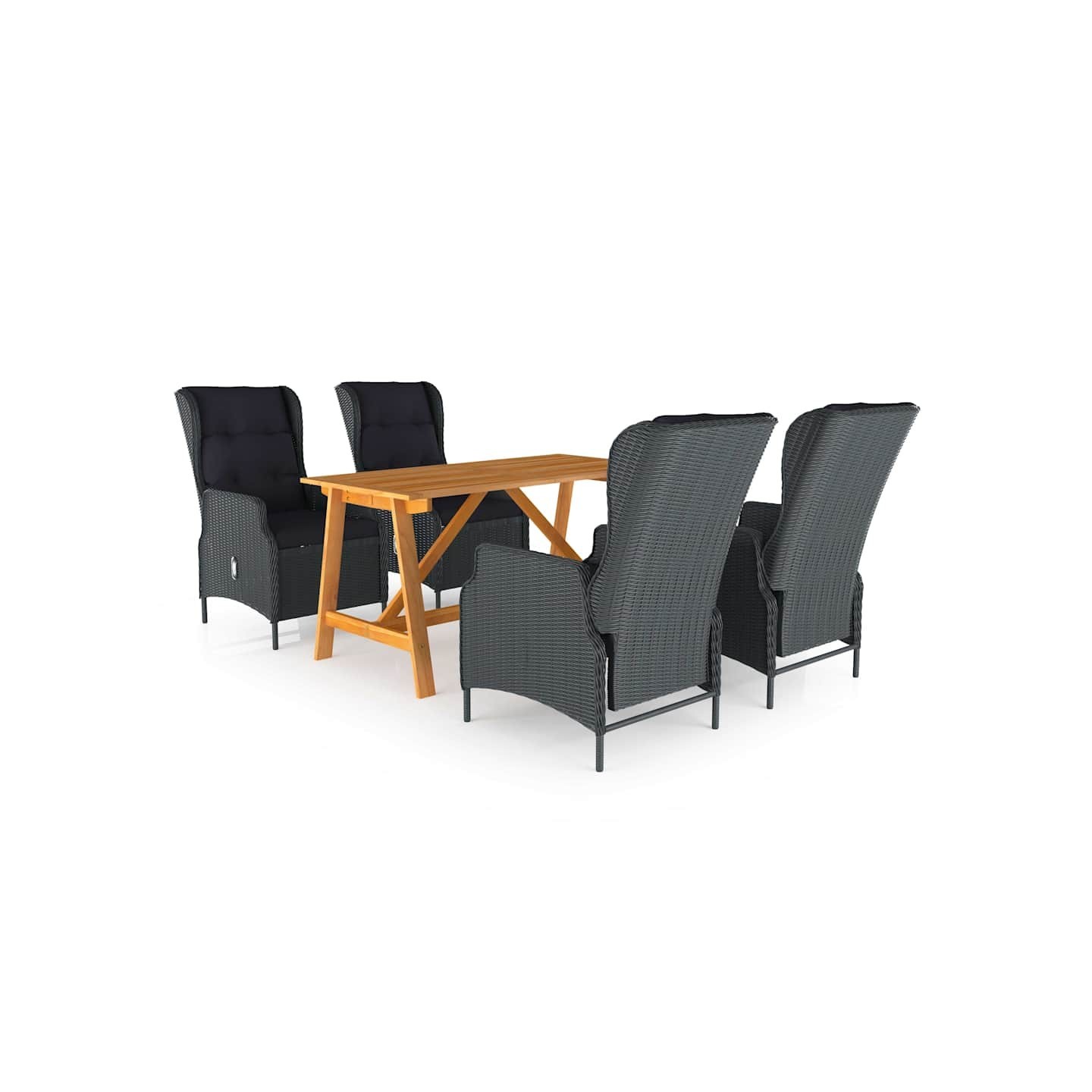 Ensemble à manger de jardin 5 pcs Gris foncé