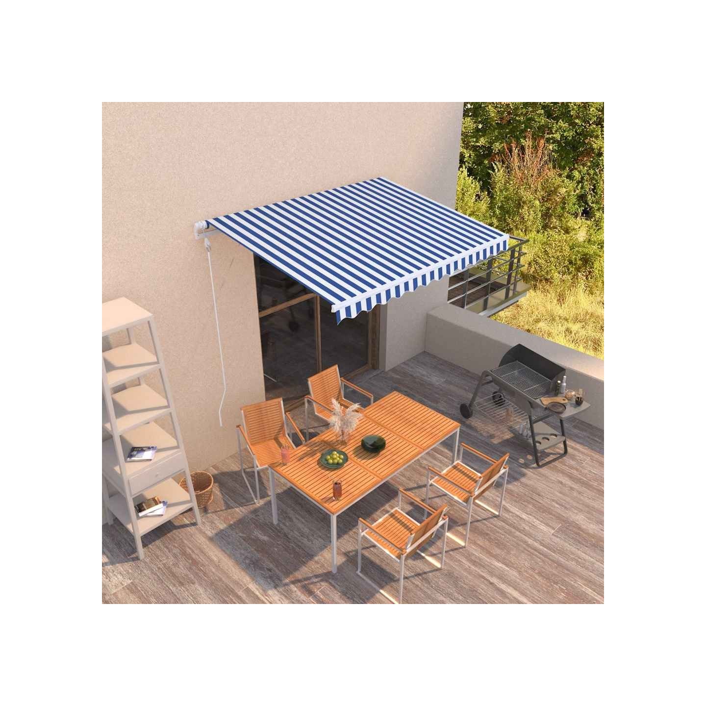 Auvent rétractable automatique 300x250 cm Bleu et blanc