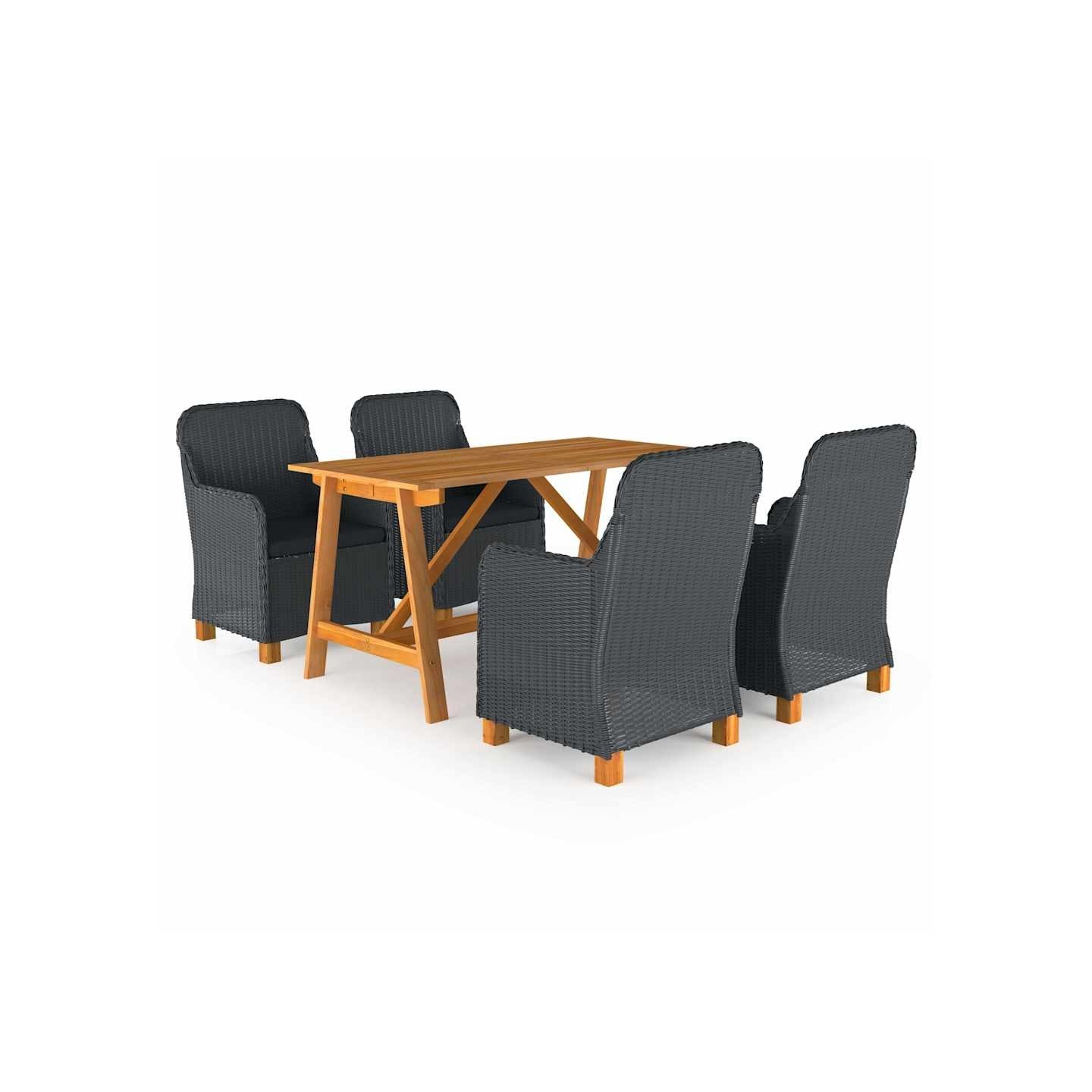 Ensemble à manger de jardin 5 pcs Gris foncé