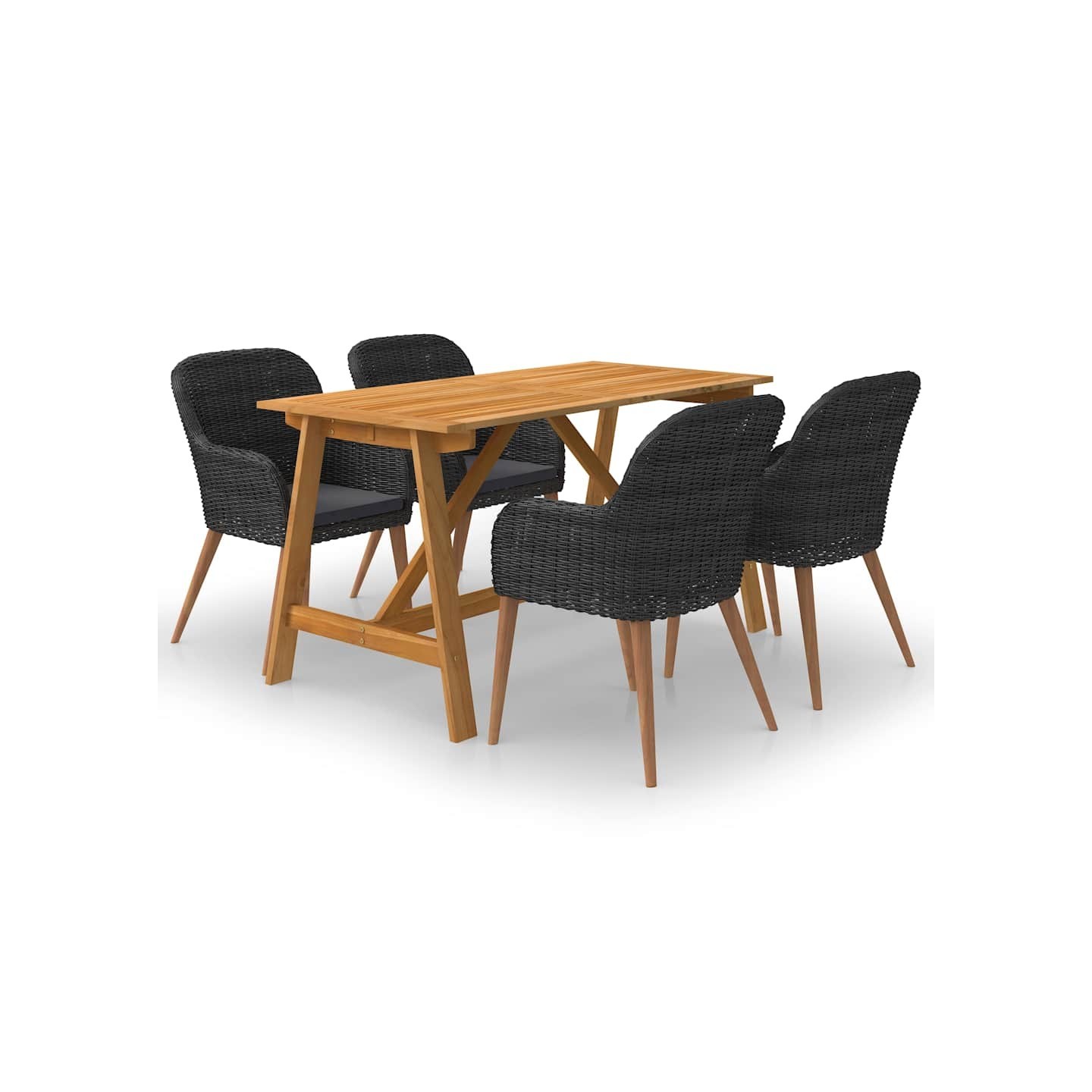 Ensemble à manger de jardin 5 pcs Noir