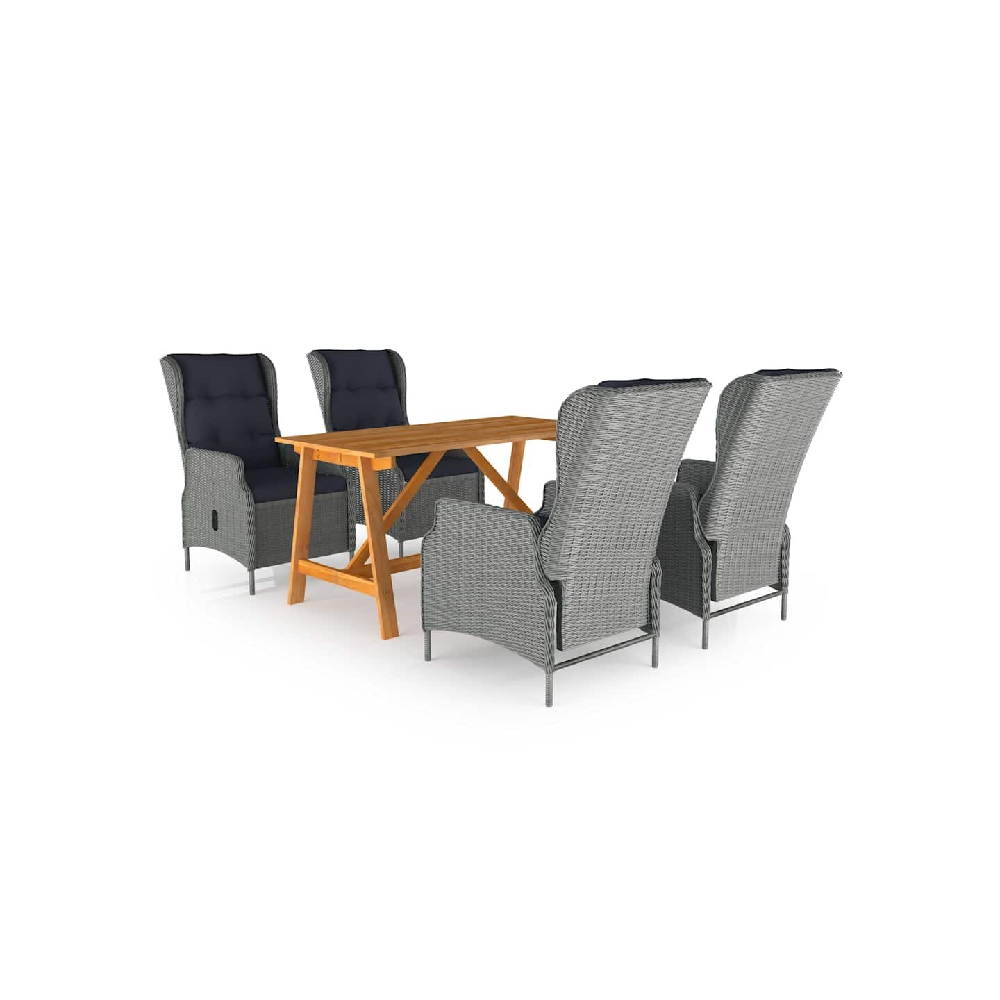 Ensemble à manger de jardin 5 pcs Gris clair