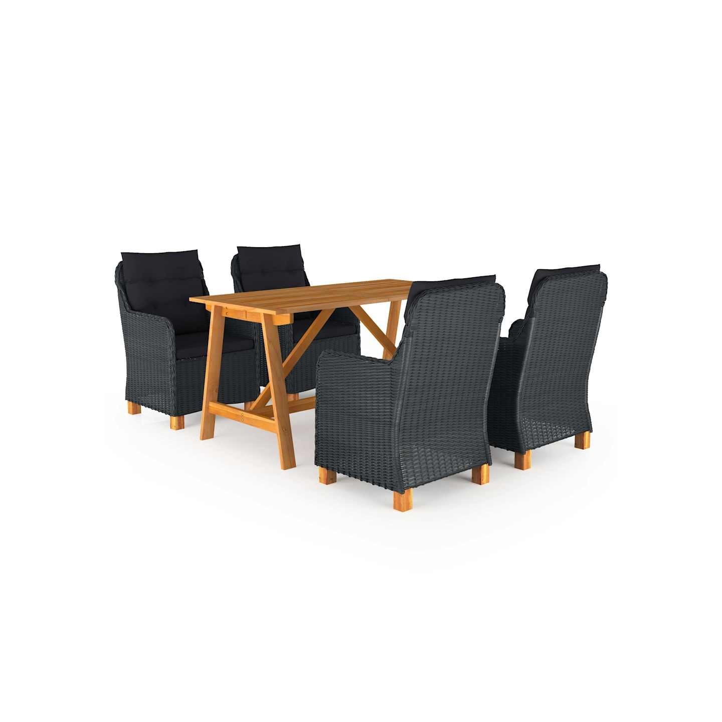 Ensemble à manger de jardin 5 pcs Gris foncé