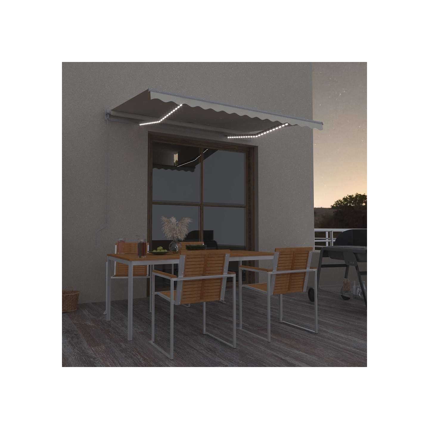 Auvent manuel rétractable avec LED 300x250 cm Crème