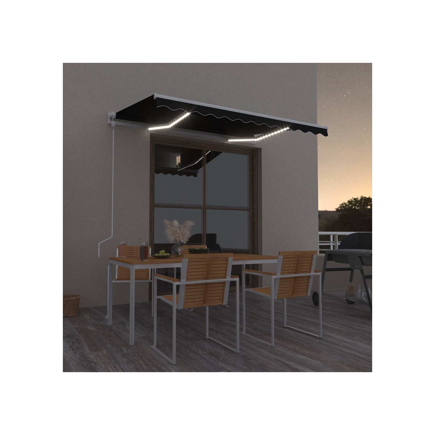 Auvent automatique capteur de vent et LED 300x250 cm Anthracite