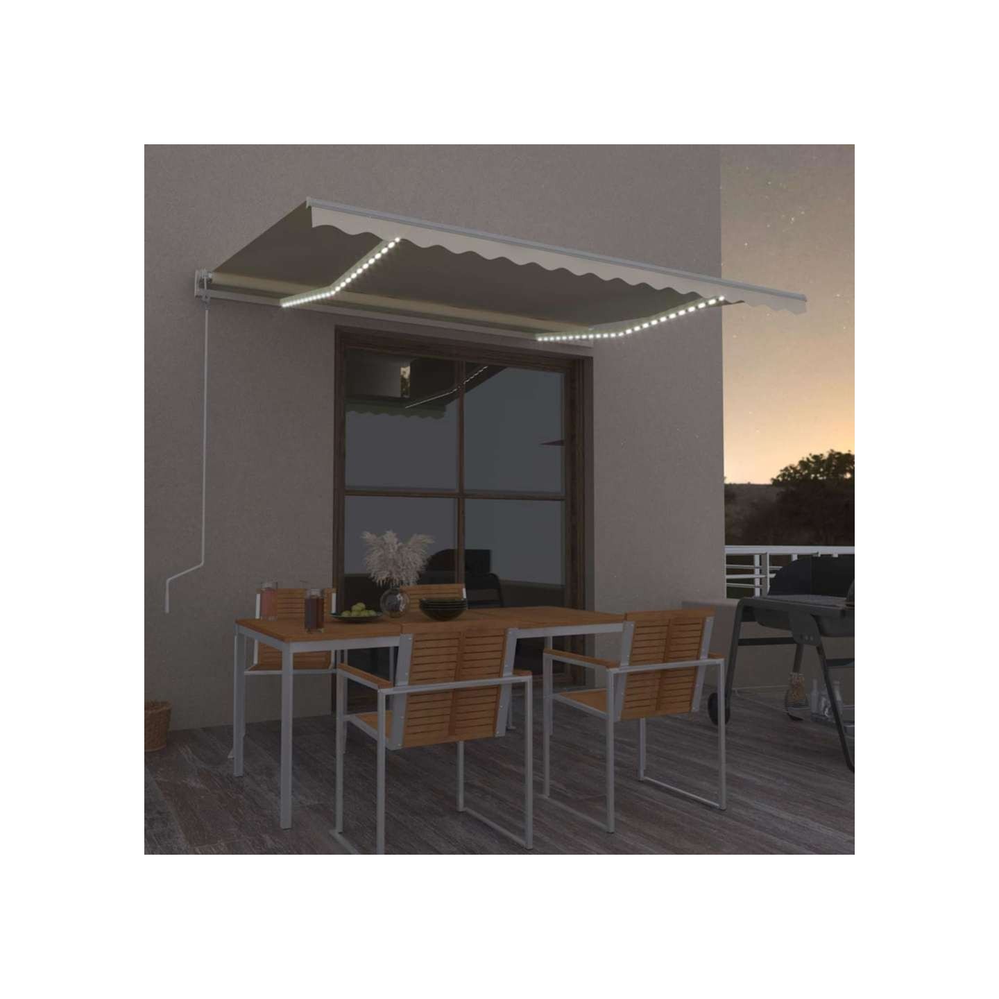 Auvent automatique avec capteur de vent et LED 400x300 cm Crème