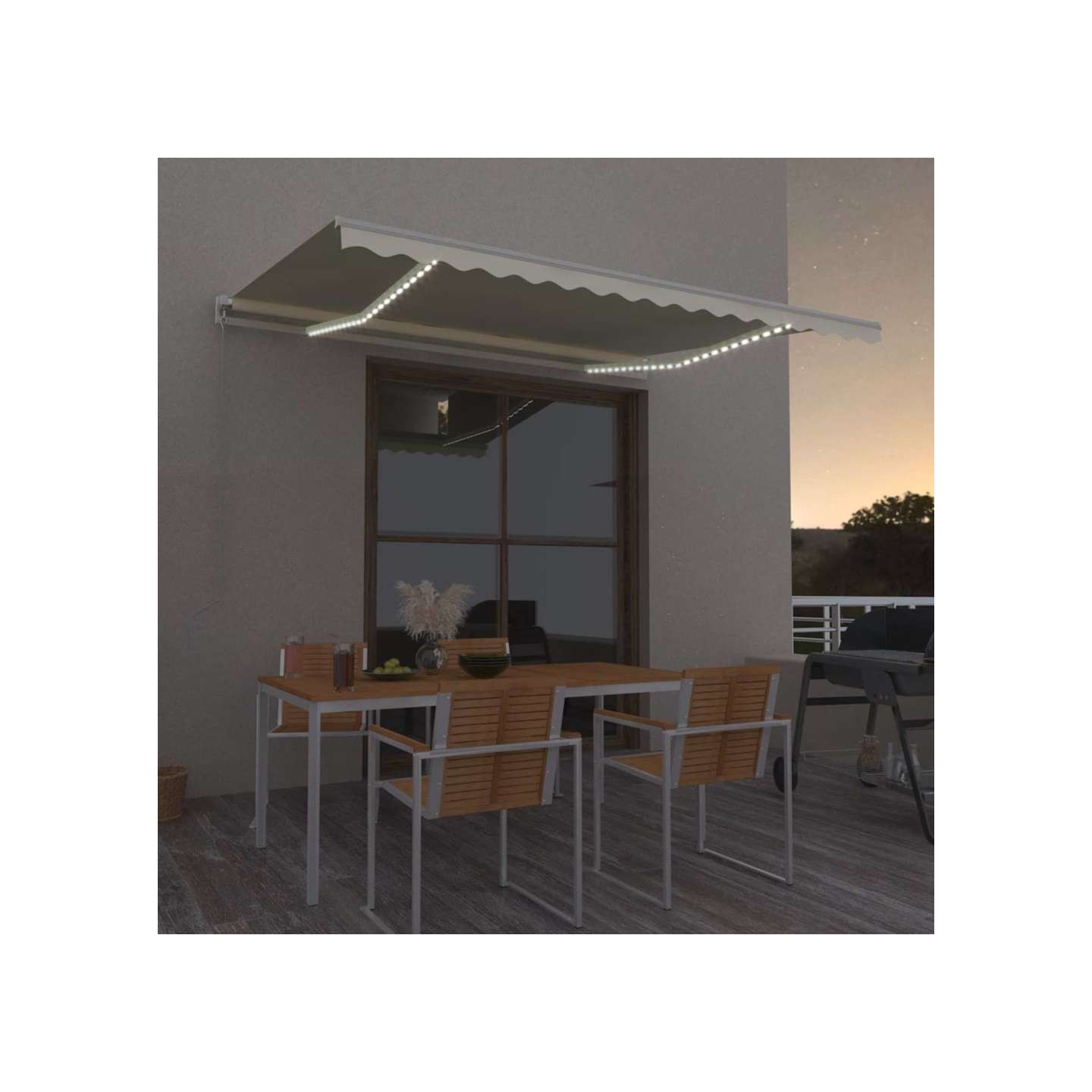 Auvent manuel rétractable avec LED 400x300 cm Crème
