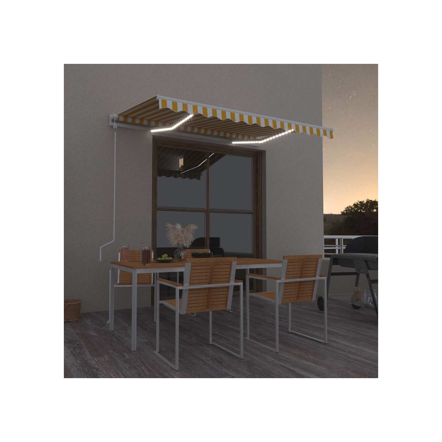 Auvent automatique capteur de vent/LED 350x250cm Jaune et blanc