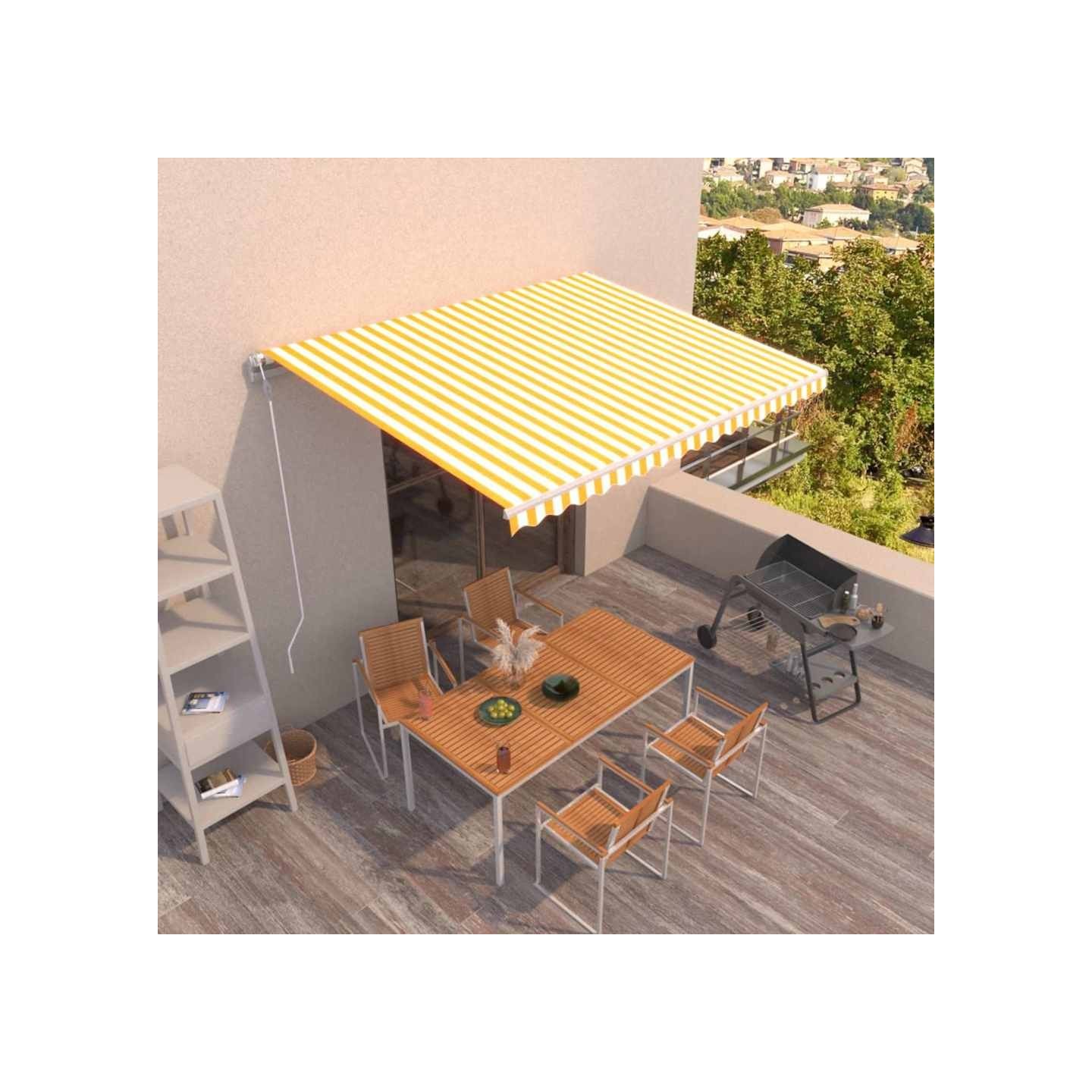 Auvent rétractable automatique 450x350 cm Jaune et blanc