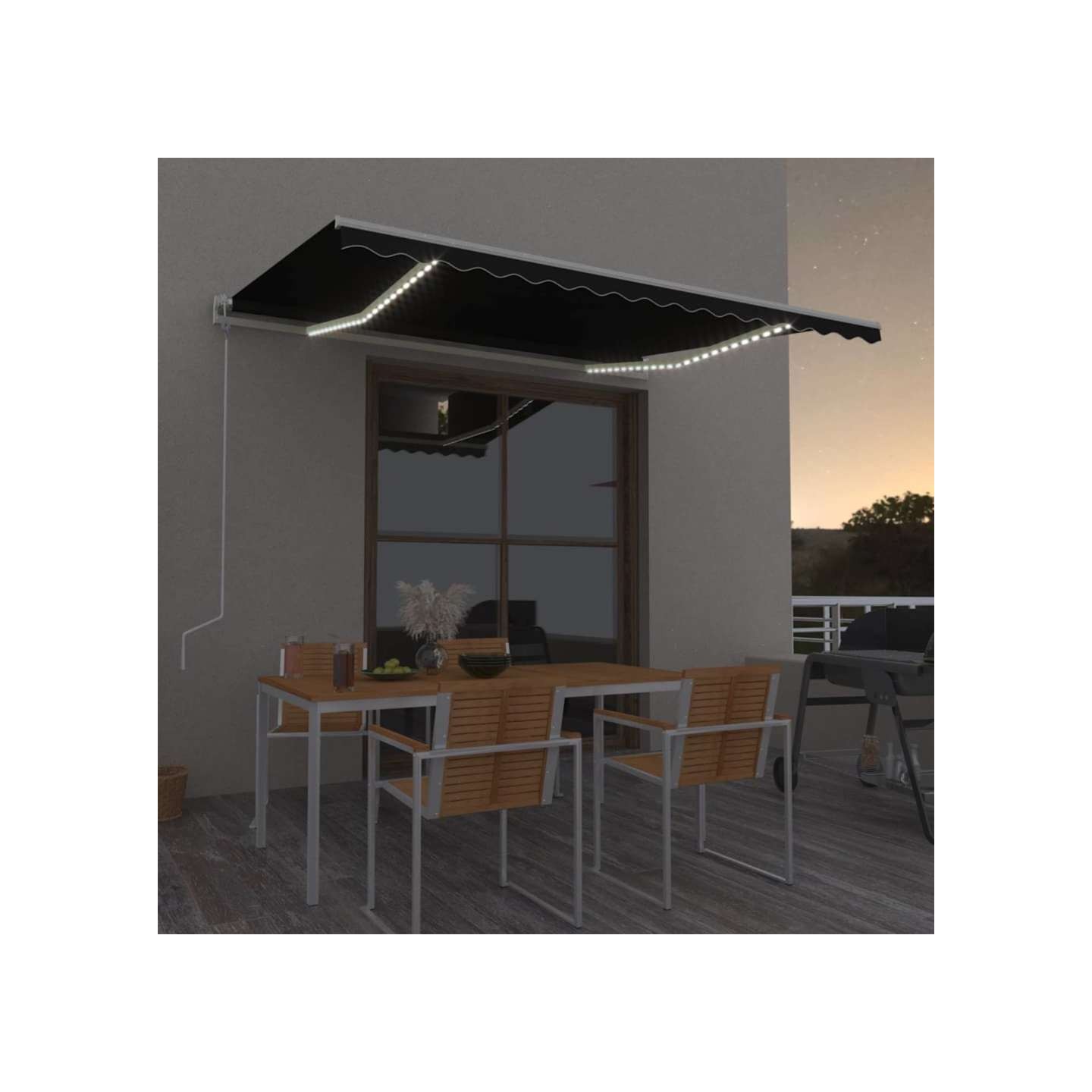 Auvent automatique et capteur de vent LED 450x350 cm Anthracite