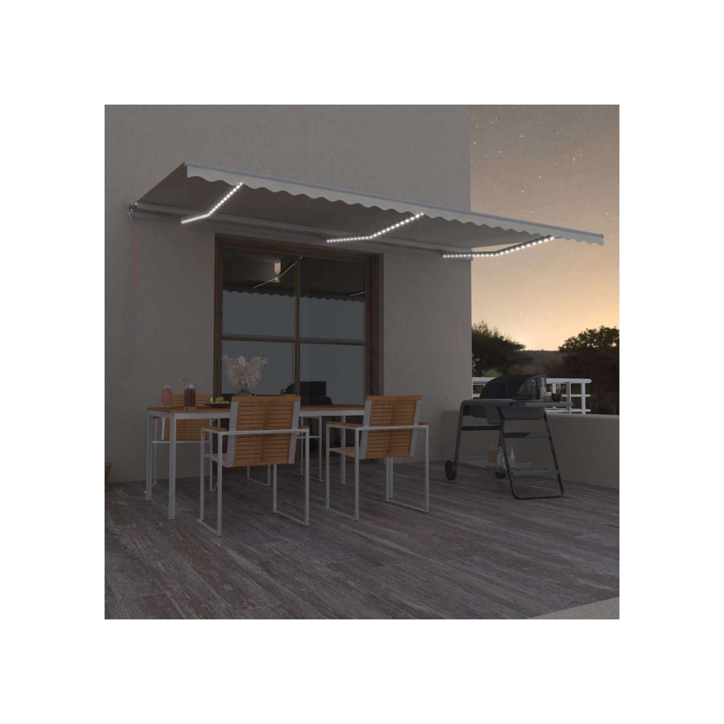 Auvent manuel rétractable avec LED 600x350 cm Crème