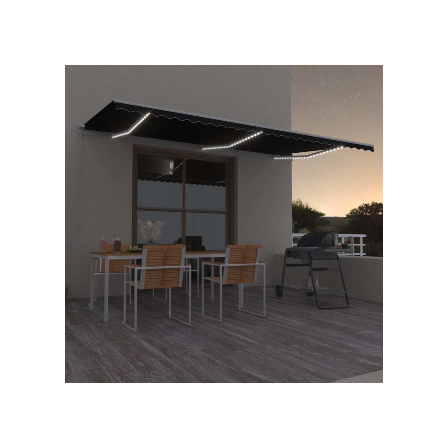 Auvent manuel rétractable avec LED 600x350 cm Anthracite