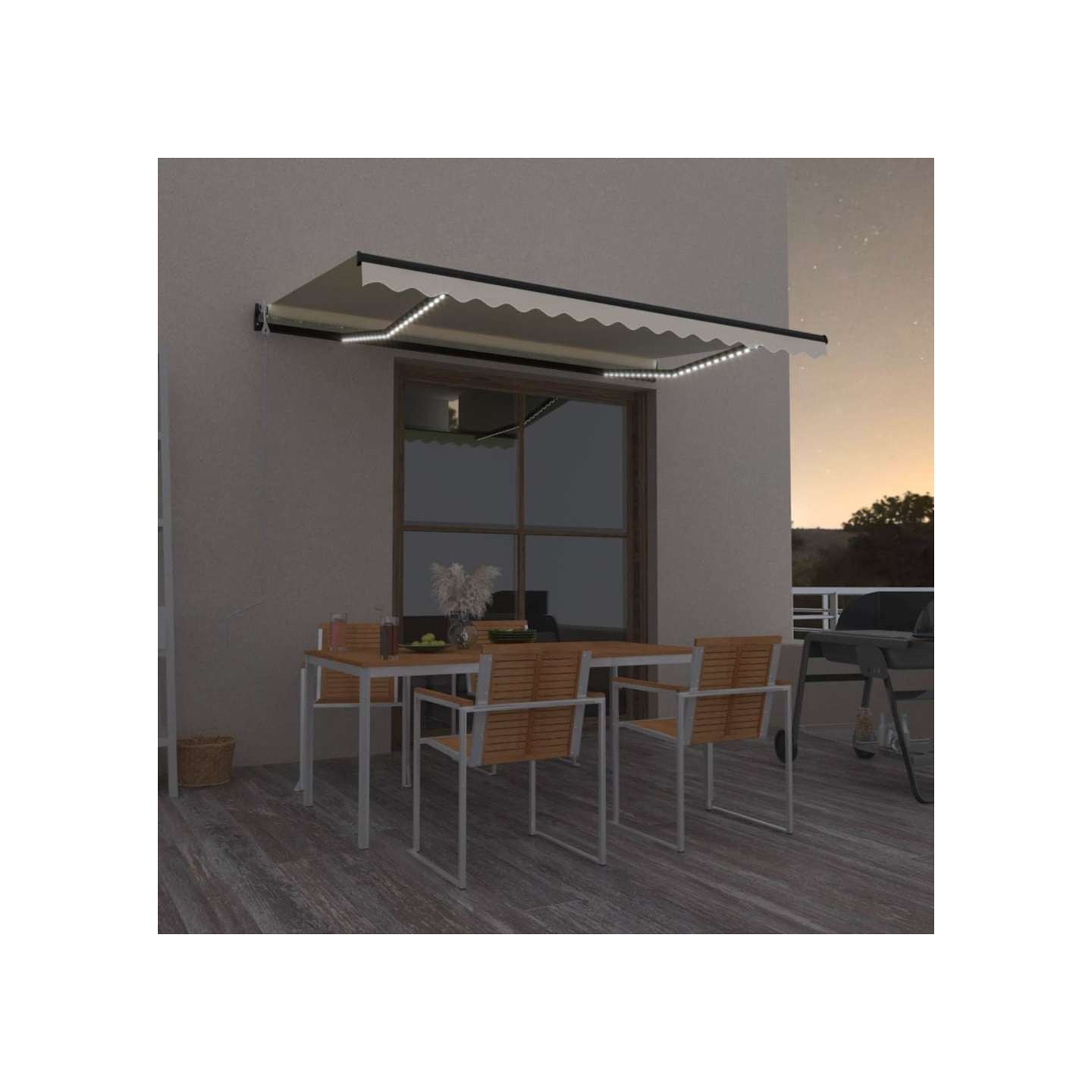 Auvent automatique avec capteur de vent et LED 450x300 cm Crème
