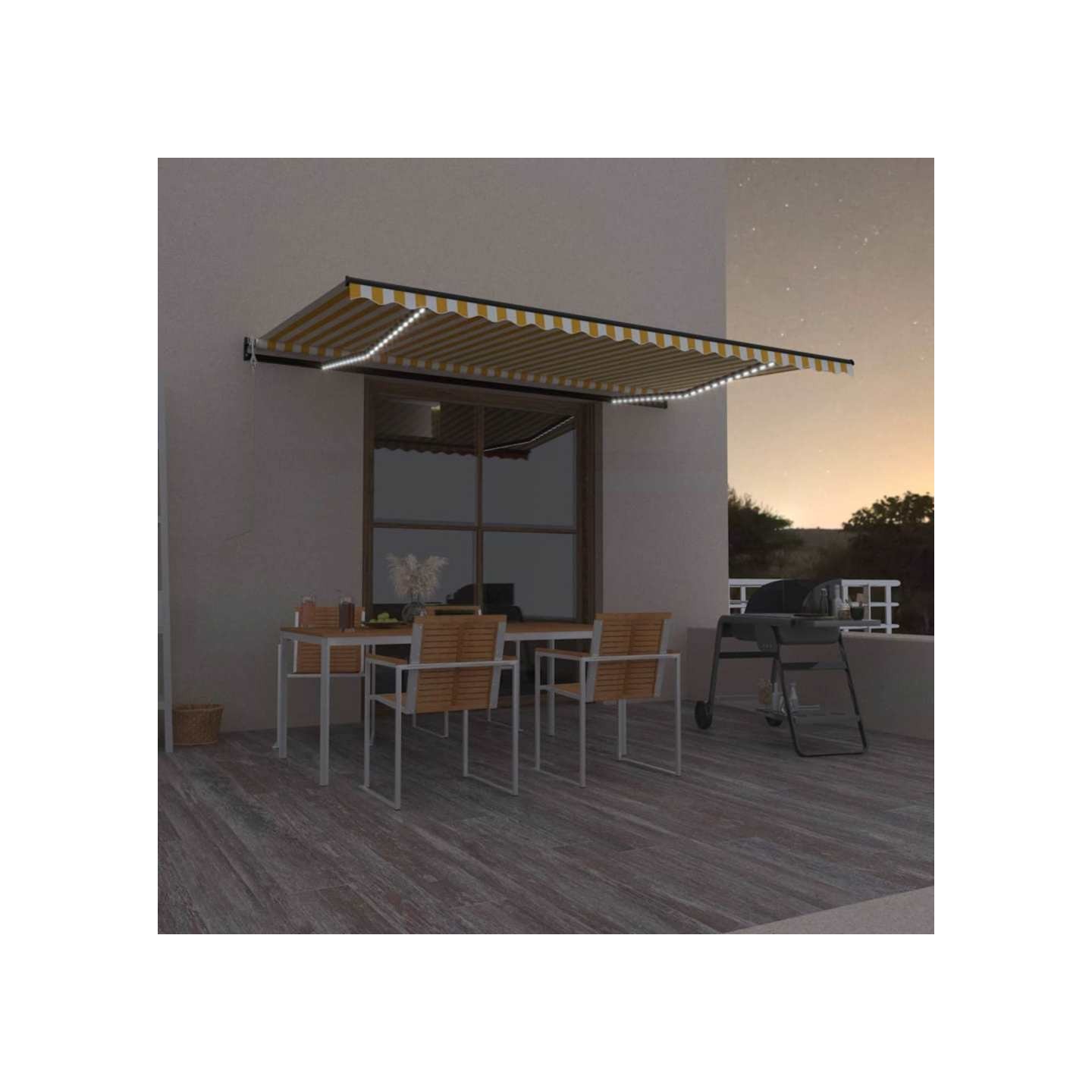 Auvent automatique capteur de vent/LED 500x300cm Jaune et blanc