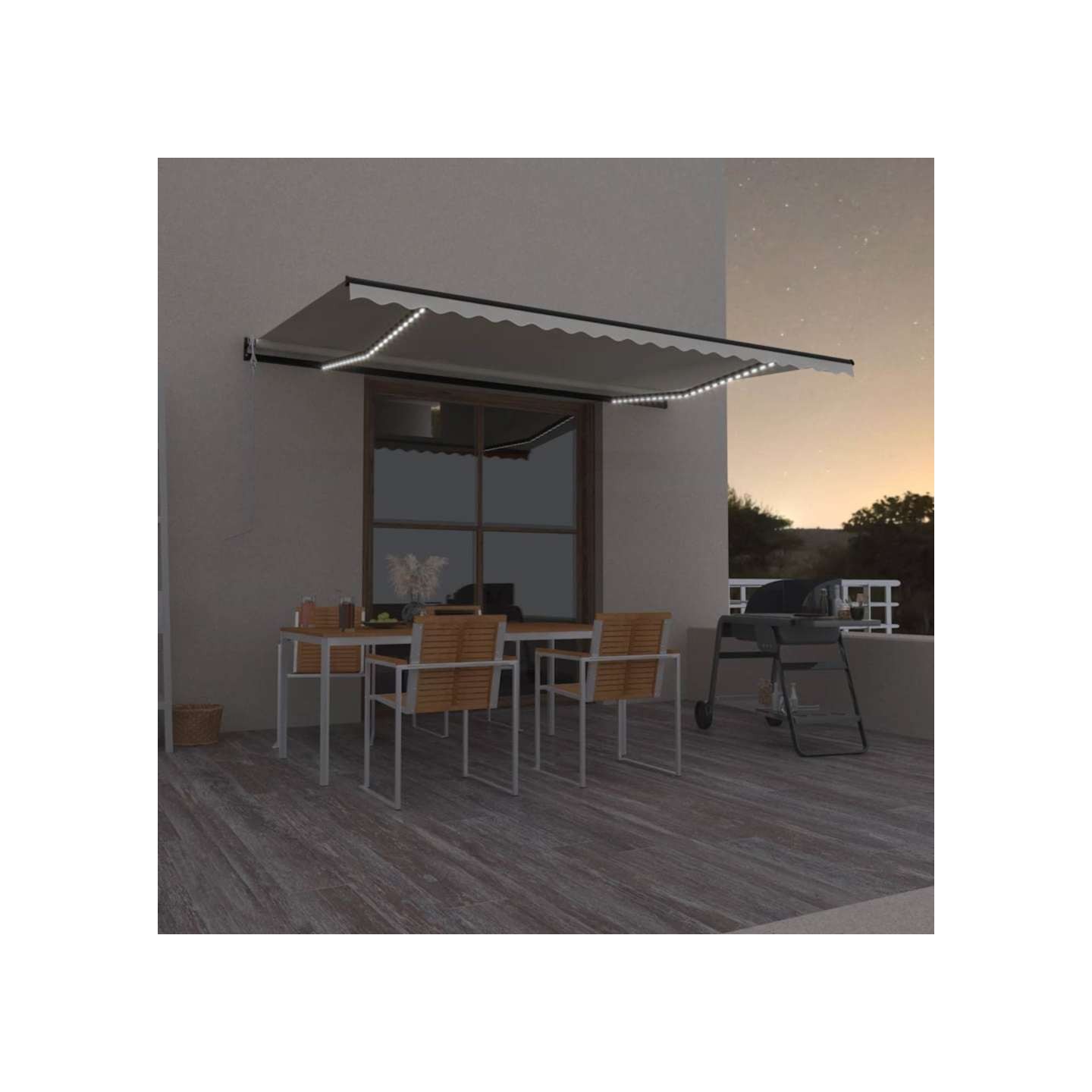 Auvent automatique avec capteur de vent et LED 500x350 cm Crème