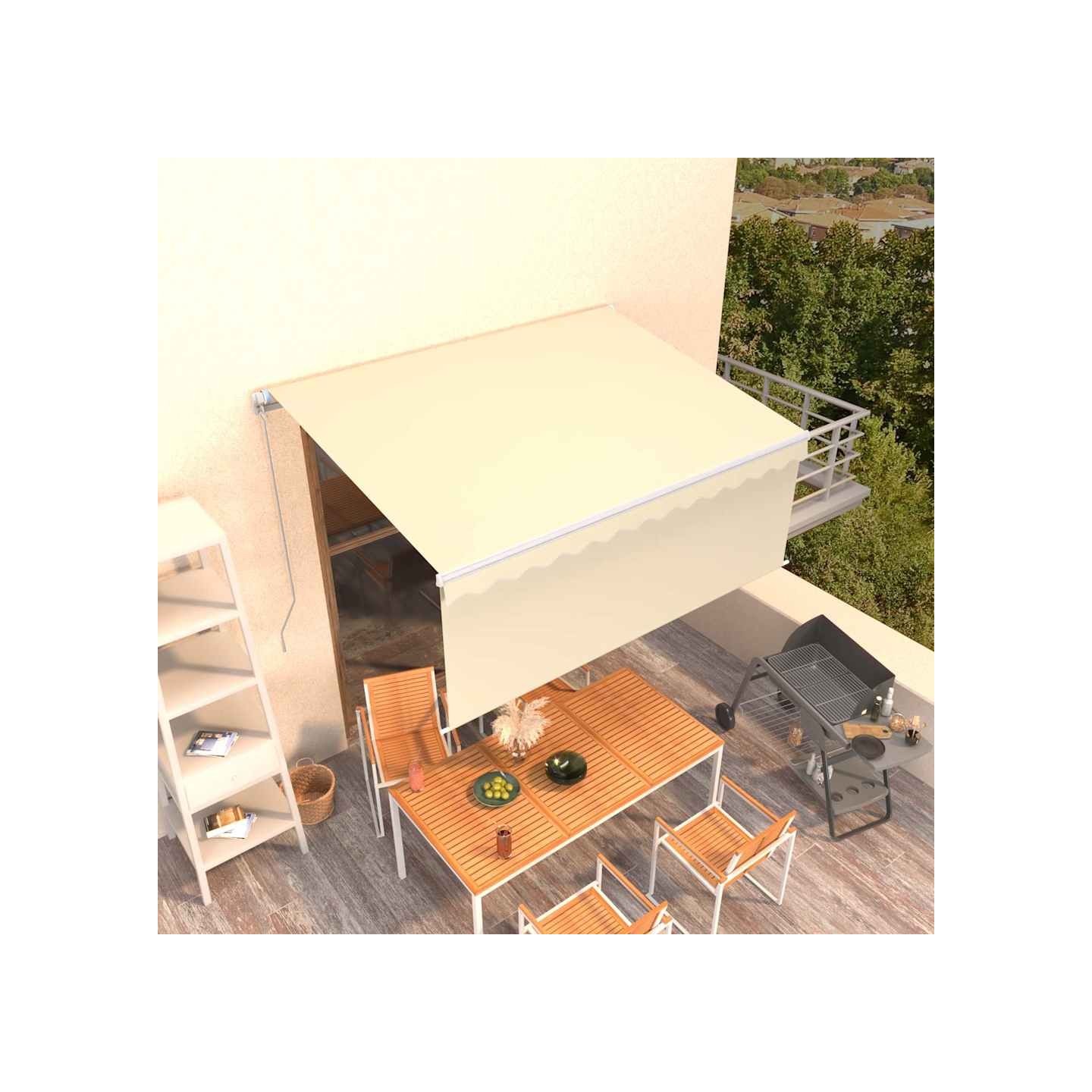 Auvent manuel rétractable avec store 3x2,5 m Crème