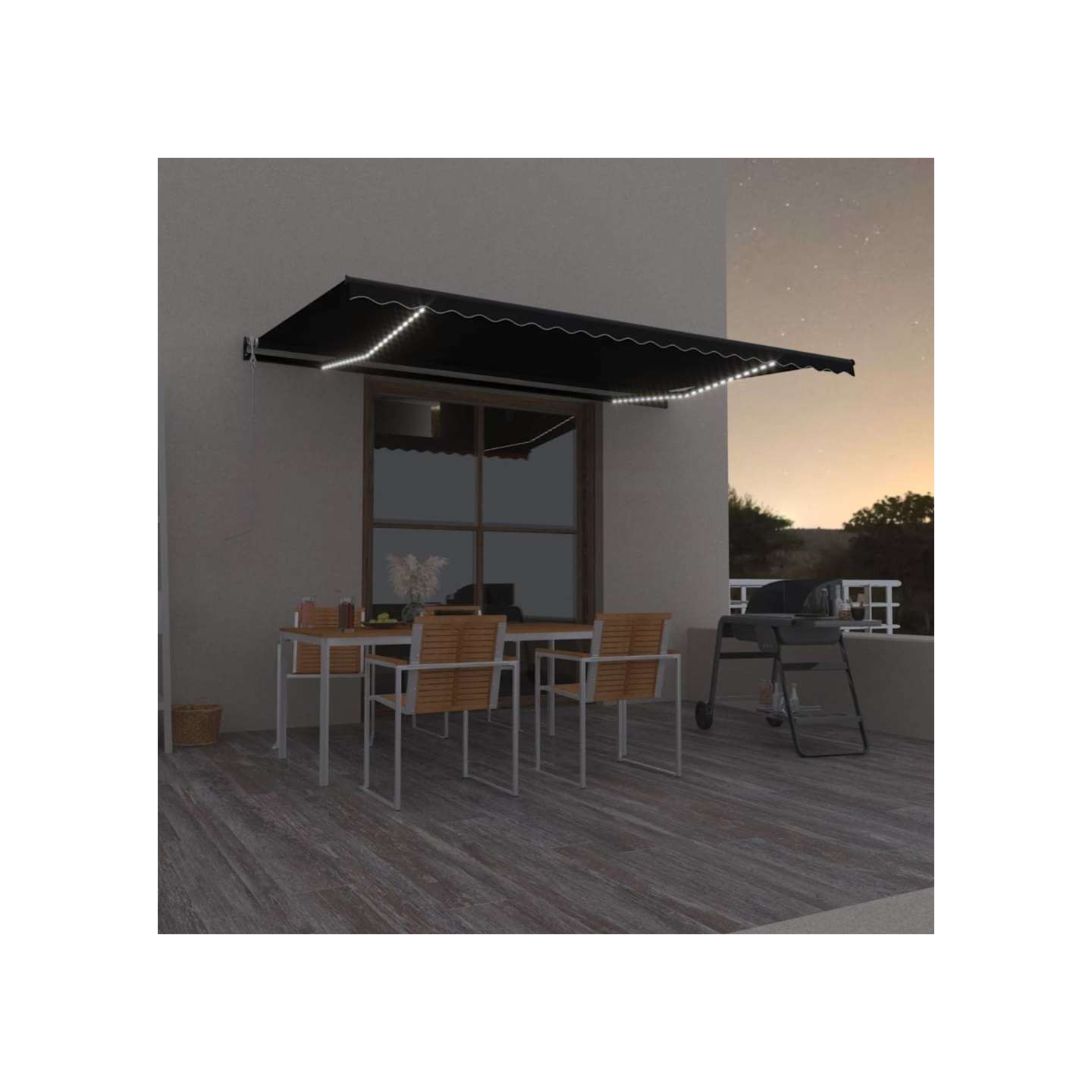 Auvent automatique capteur de vent et LED 500x350 cm Anthracite