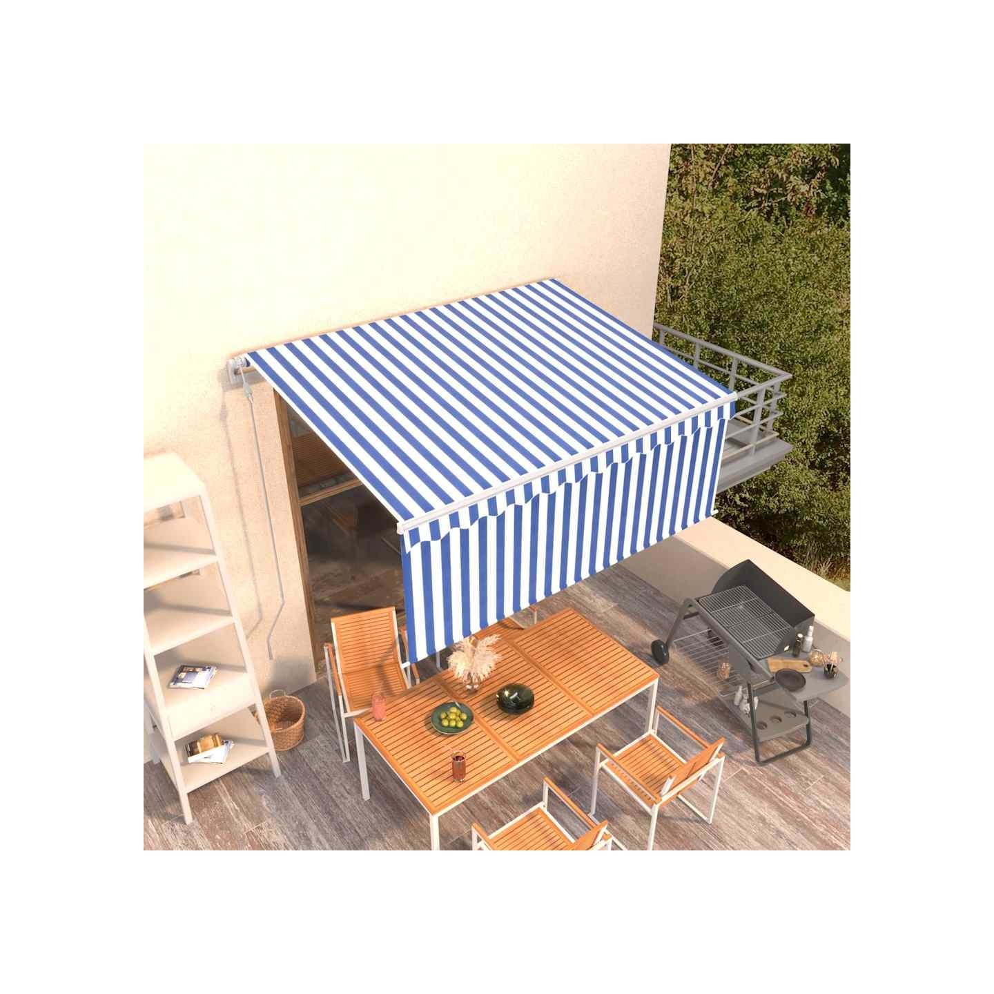 Auvent rétractable automatique avec store 3x2,5 m Bleu et blanc