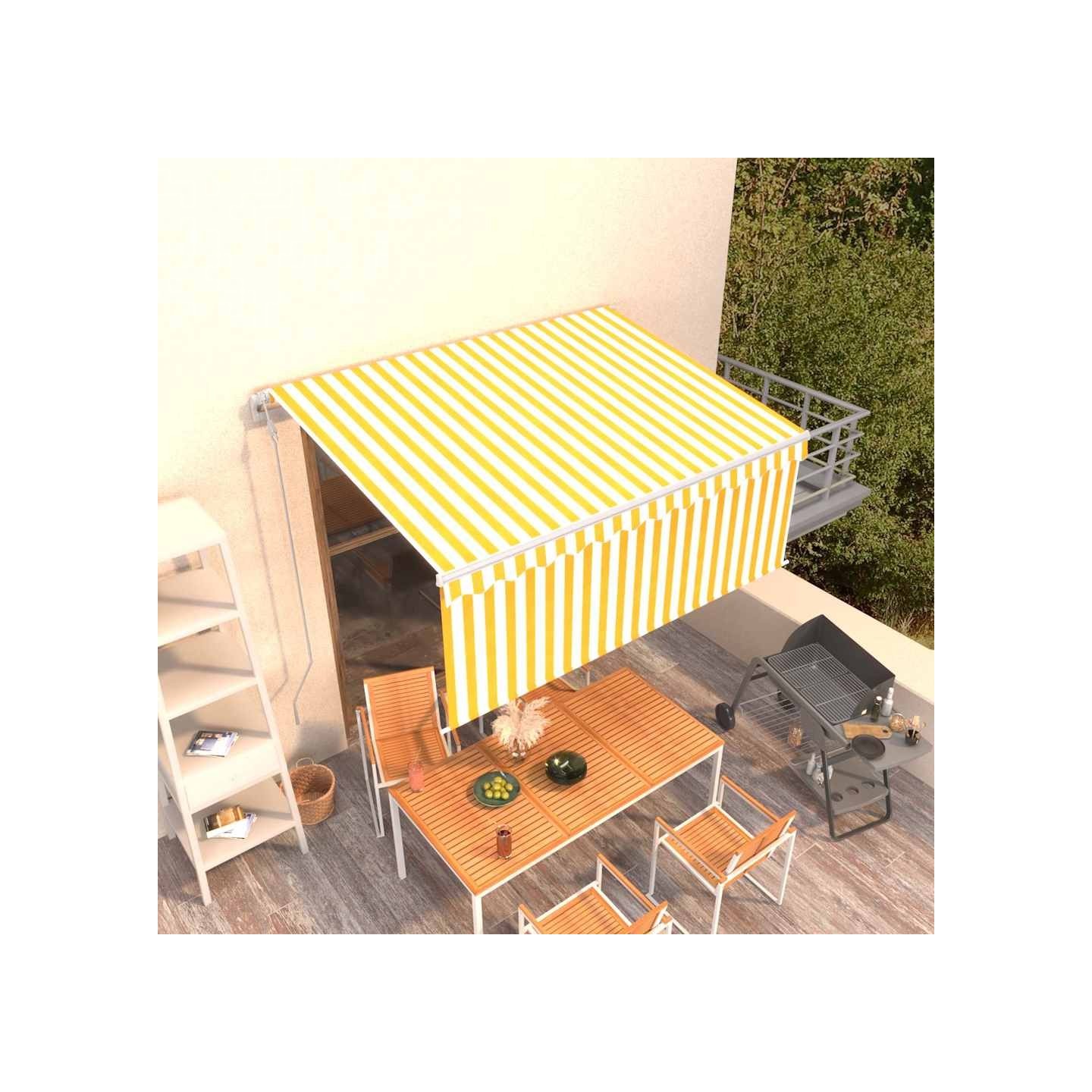 Auvent rétractable automatique avec store 3x2,5m Jaune et blanc