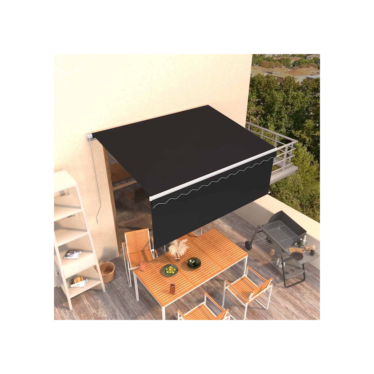 Auvent rétractable manuel avec store 3,5x2,5 m Anthracite