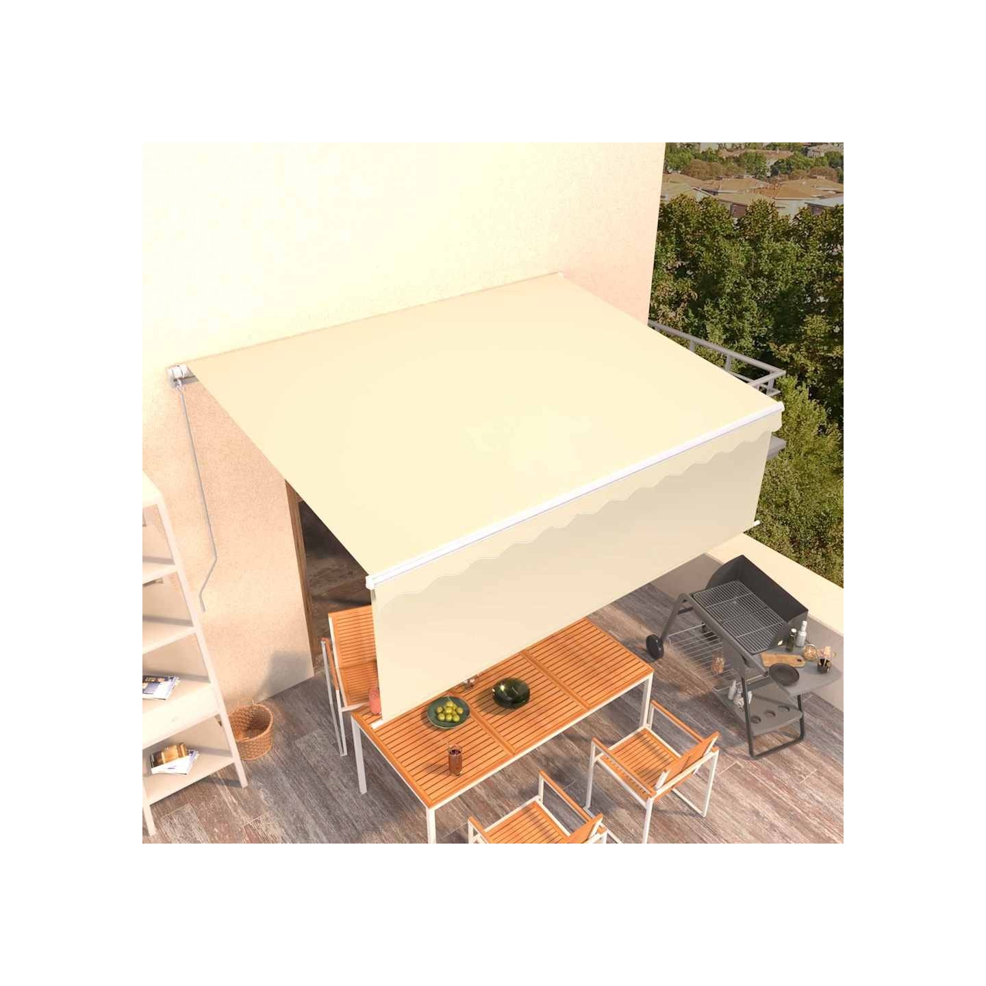 Auvent manuel rétractable avec store 4x3 m Crème