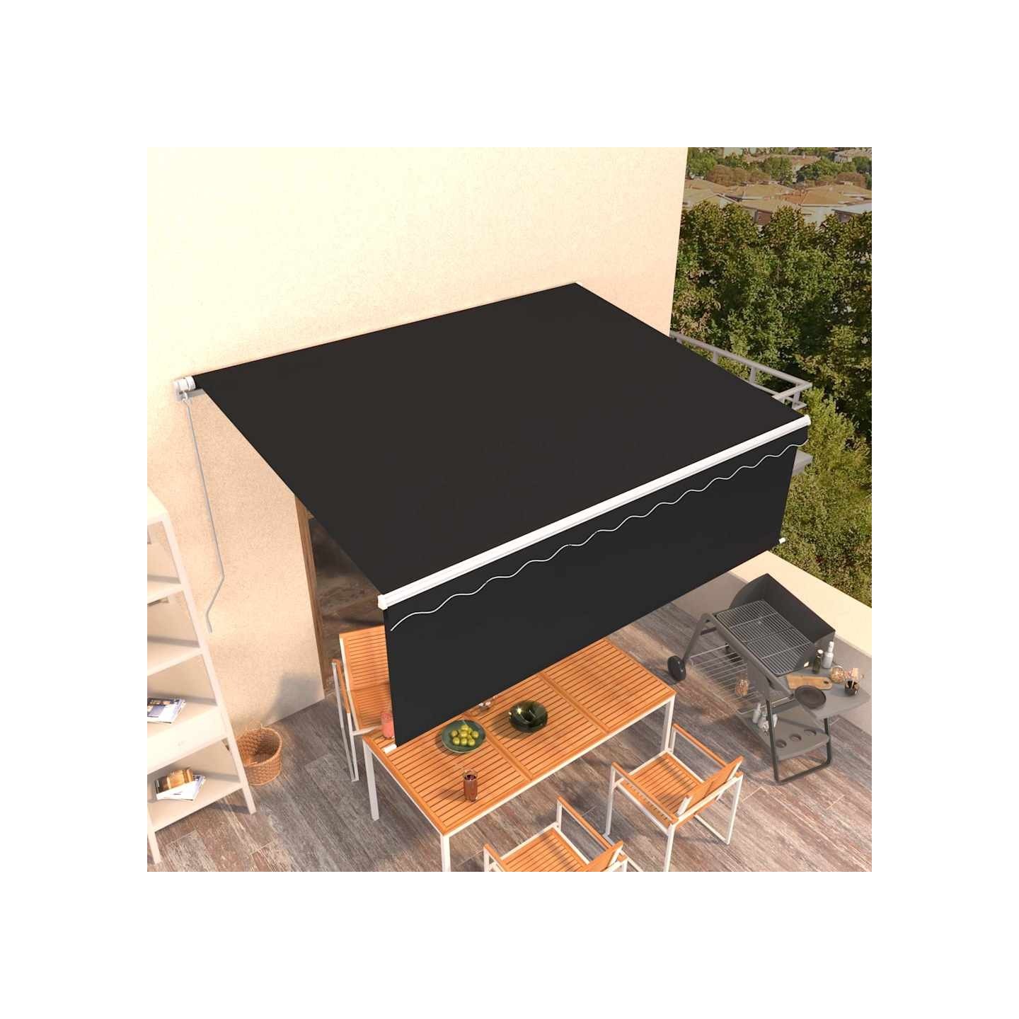 Auvent manuel rétractable avec store 4x3 m Anthracite