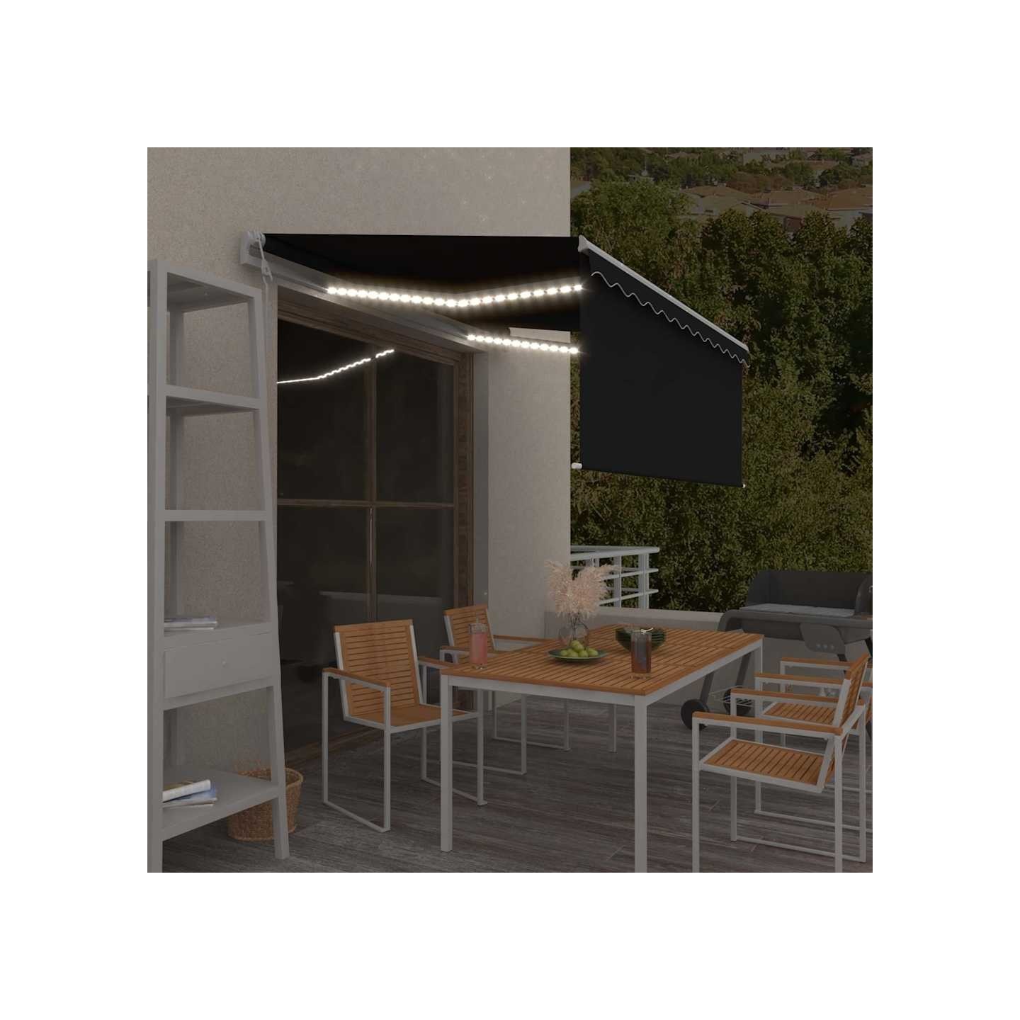 Auvent automatique store capteur de vent et LED Anthracite