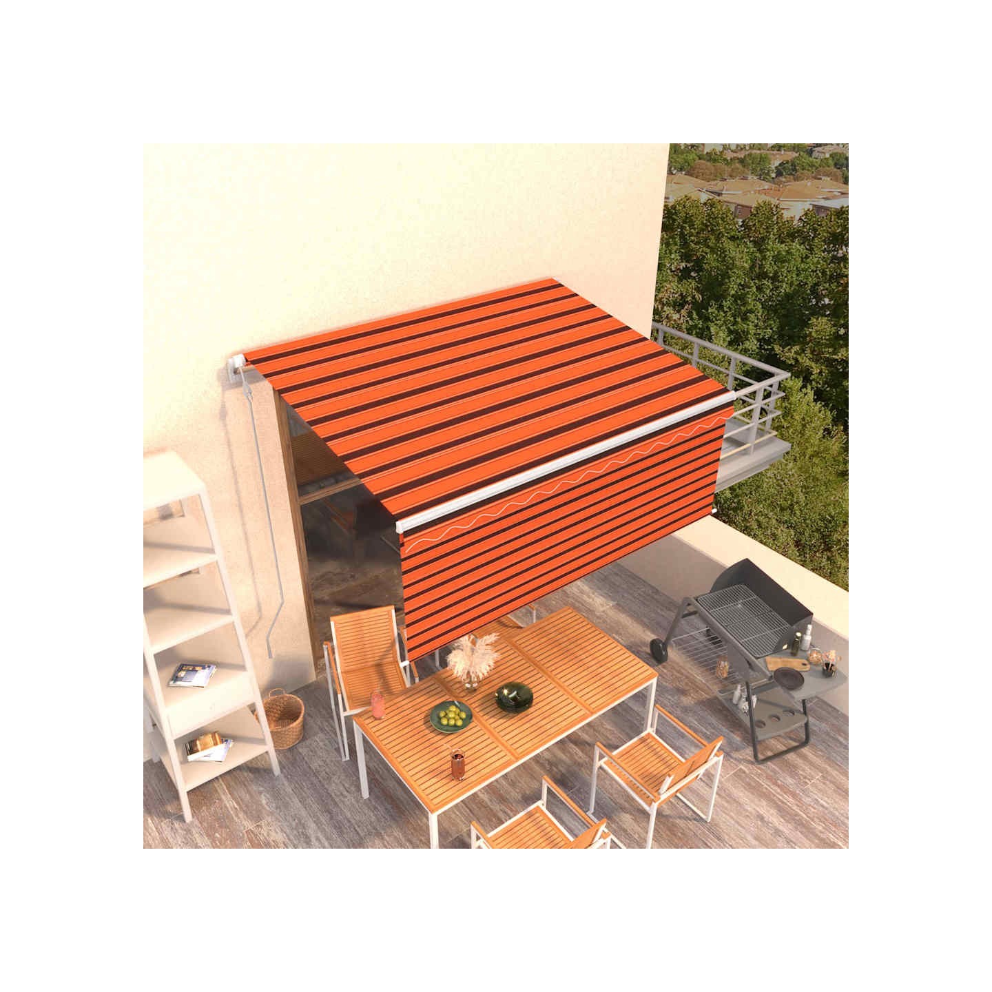 Auvent rétractable automatique store 3,5x2,5 m Orange et marron
