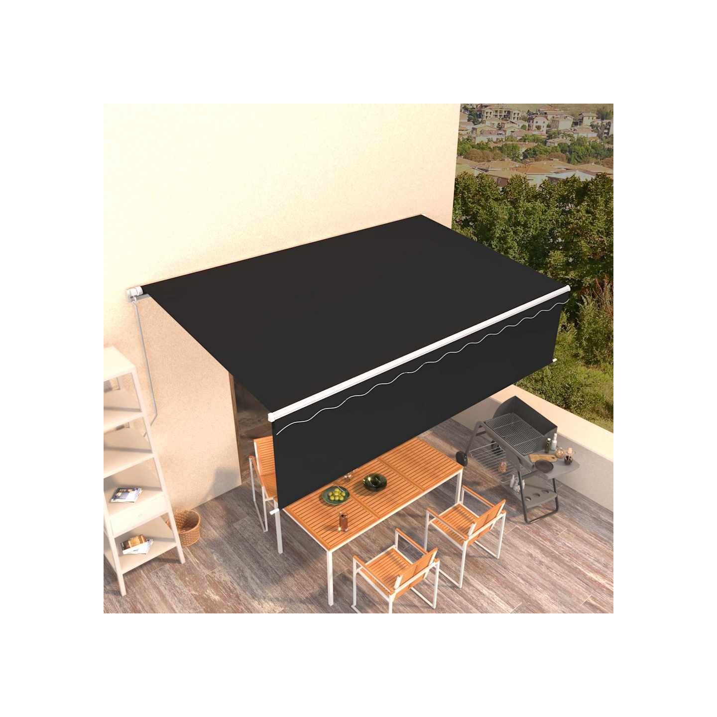Auvent rétractable manuel avec store 5x3 m Anthracite