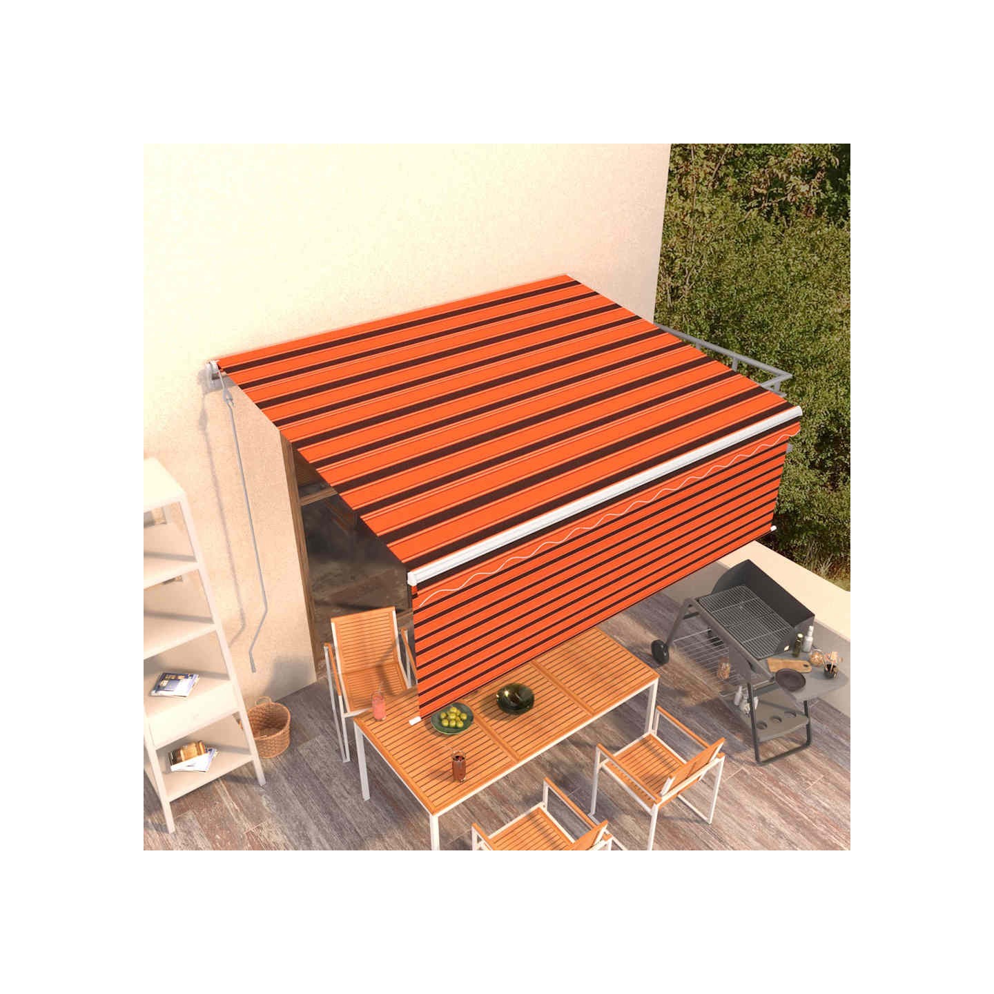 Auvent automatique rétractable et store 4,5x3m Orange et marron