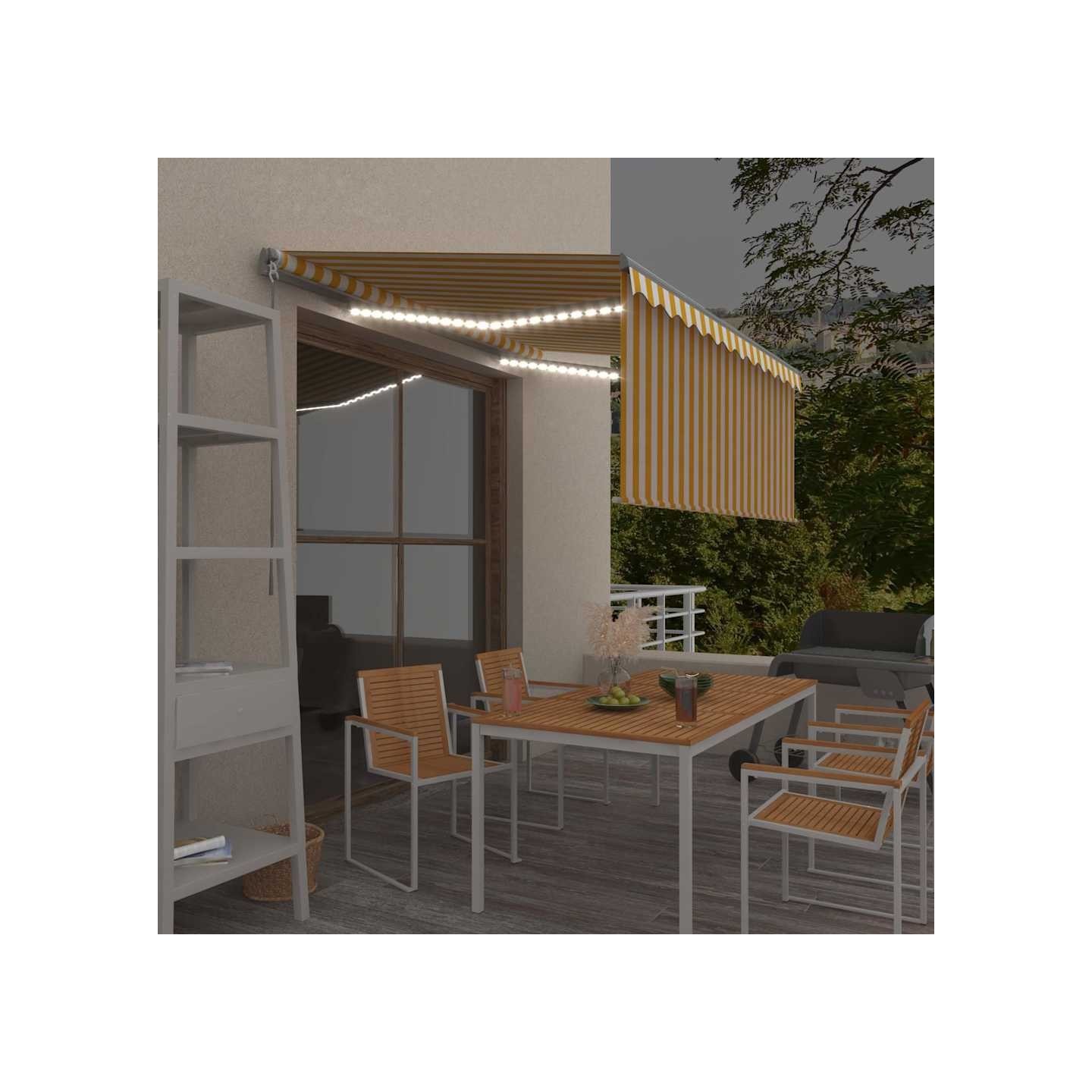 Auvent rétractable manuel store LED 3,5x2,5 m Jaune et blanc