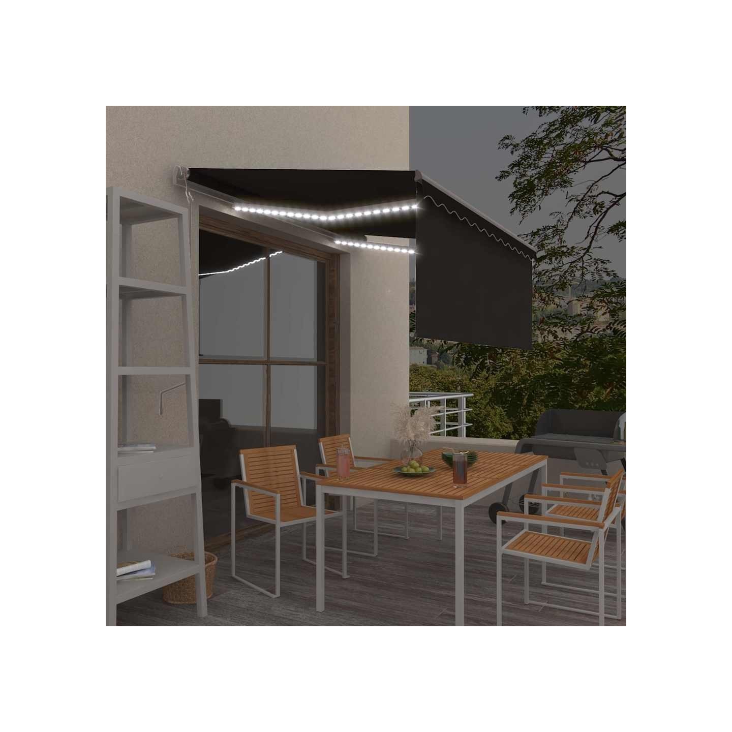 Auvent automatique store capteur de vent LED 3x2,5 m Anthracite