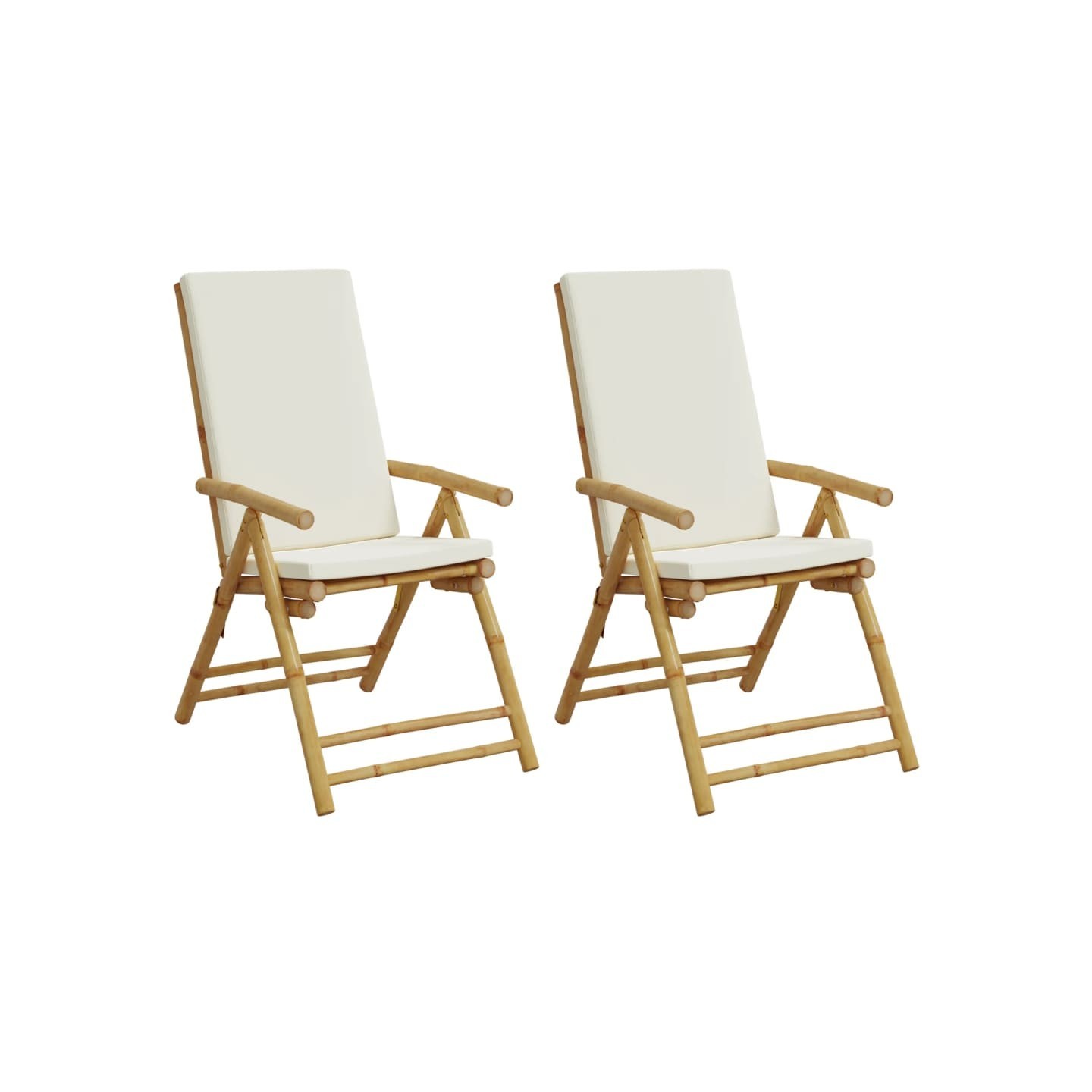 Chaises inclinables de jardin pliantes lot de 2 coussins bambou